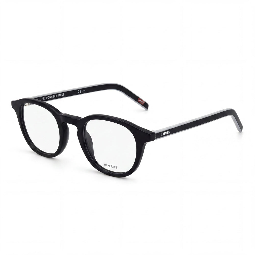 Gafas clásicas unisex Levi's con montura de PMMA ecológico, lentes no de policarbonato, negras 48 mm