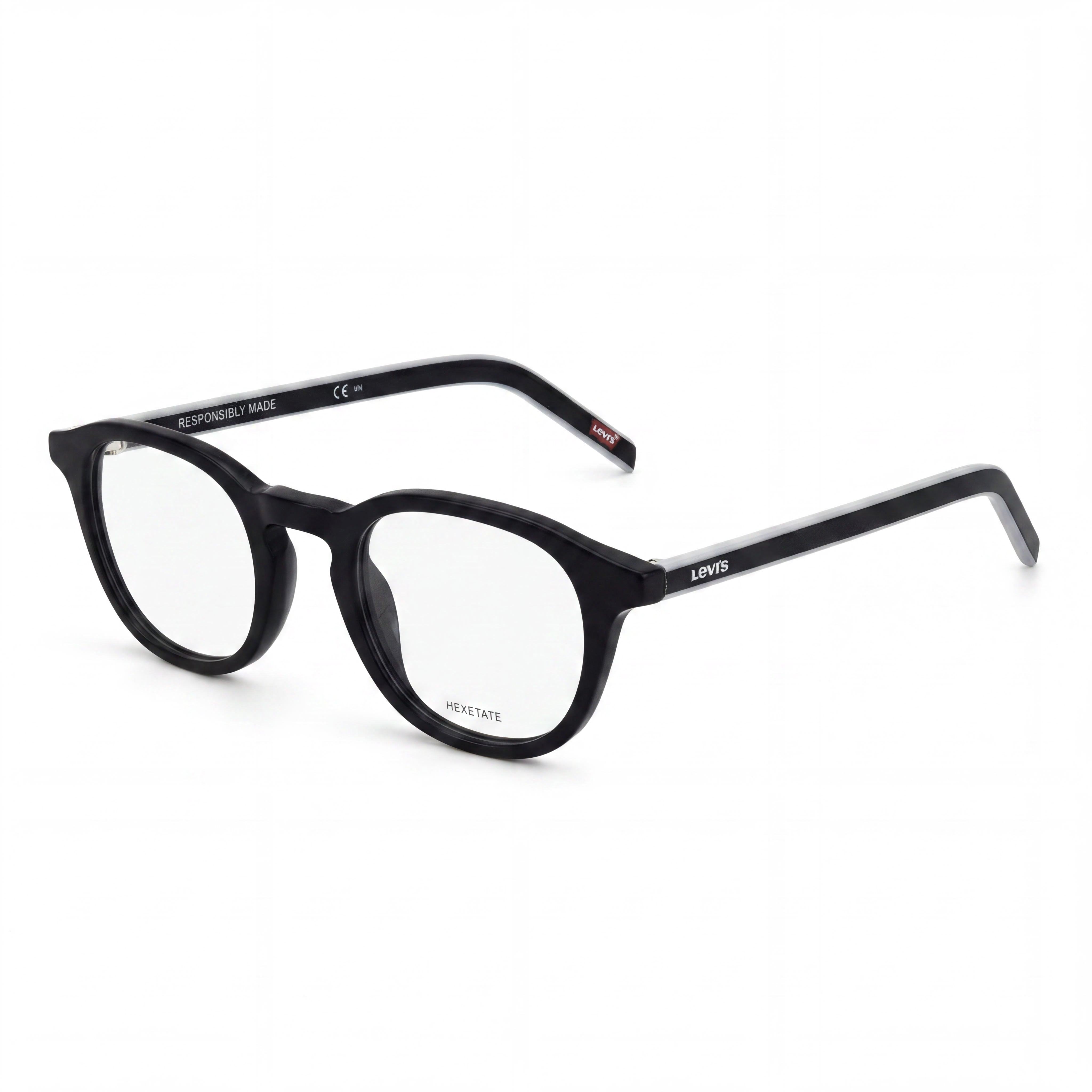 Gafas clásicas unisex Levi's con montura de PMMA ecológico, lentes no de policarbonato, negras 48 mm, Photo 1