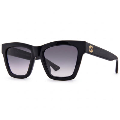 Gafas de sol Gucci GG1714S para mujer, montura de ojo de gato inyectada, no polarizadas, en negro y gris, con detalles dorados, 54 mm
