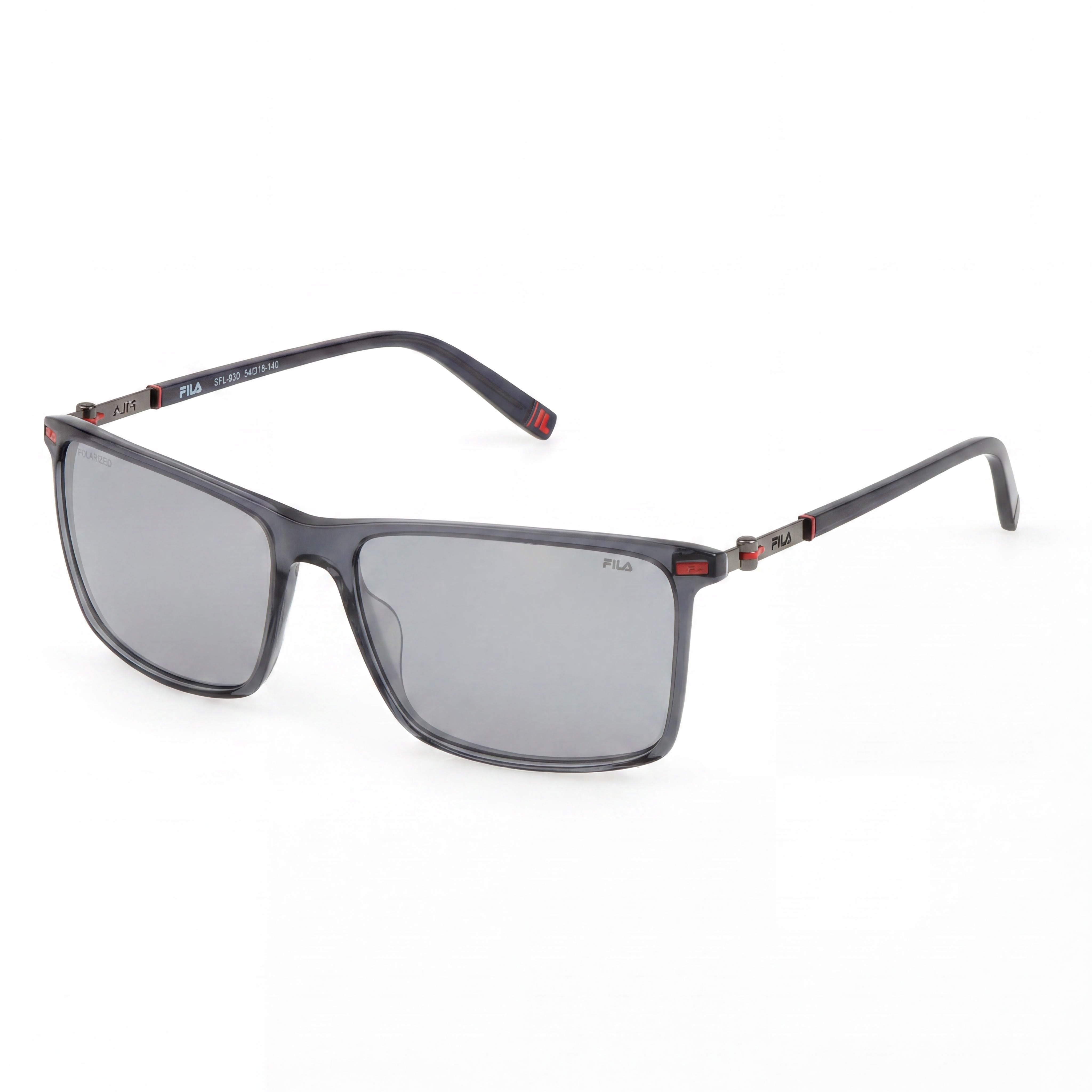 Gafas de sol informales Fila para hombre, lentes de tritán, montura gris asfalto brillante, espejo plateado ahumado, protección UV, 57 mm, Photo 1