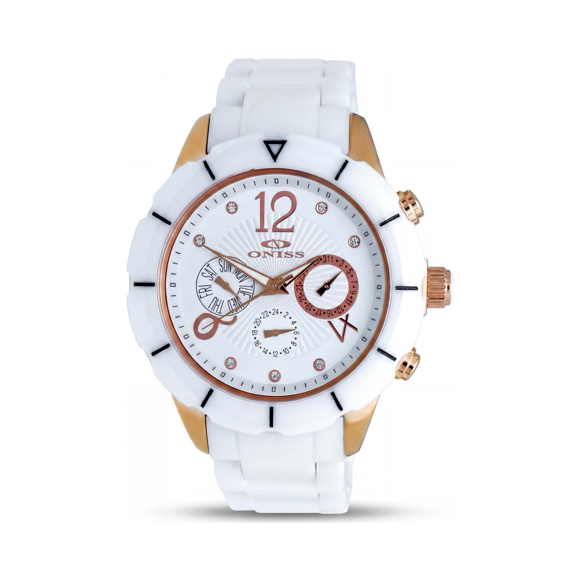 Reloj de cuarzo Oniss ARUBA ON7200 para hombre, esfera blanca, acero inoxidable y cerámica., Photo 1