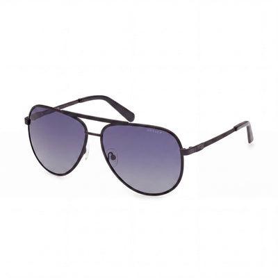 GUESS Gu00209 Unisex Sunglasses featuring a Matte Black Metal Frame and Smoke Lenses, 61mm