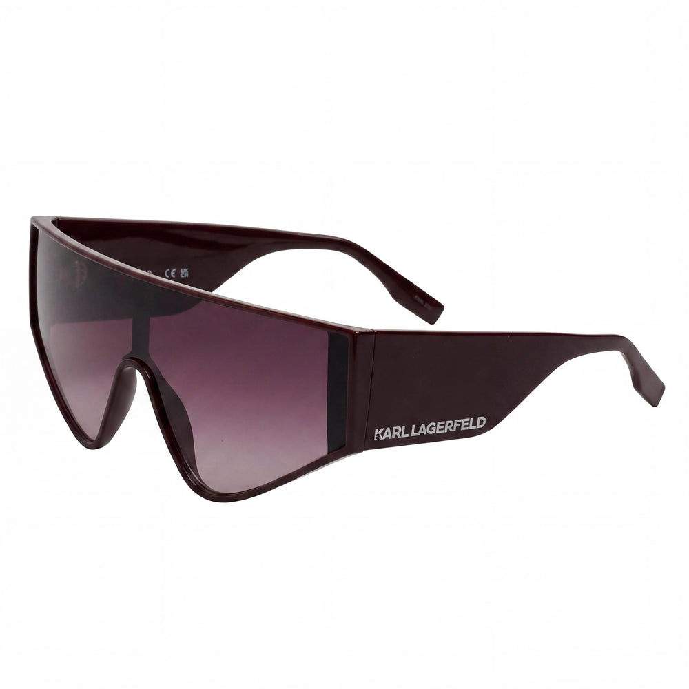 Gafas de sol de máscara de acetato color burdeos para mujer KARL LAGERFELD, lentes burdeos degradadas, 100% UV400, 65 mm