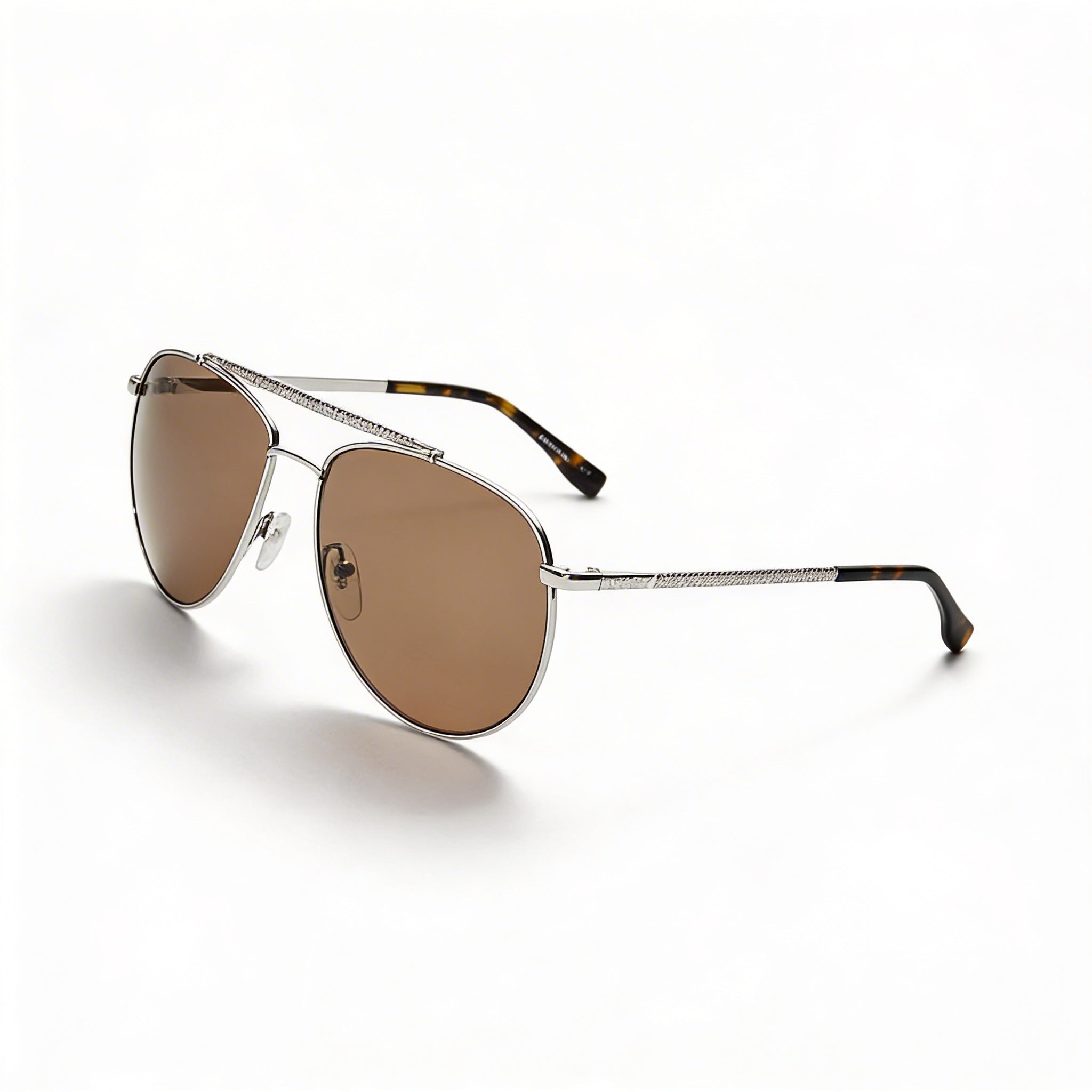 Gafas de sol clásicas unisex Lacoste con montura metálica color bronce y lentes marrones con protección UV de 57 mm, Photo 1