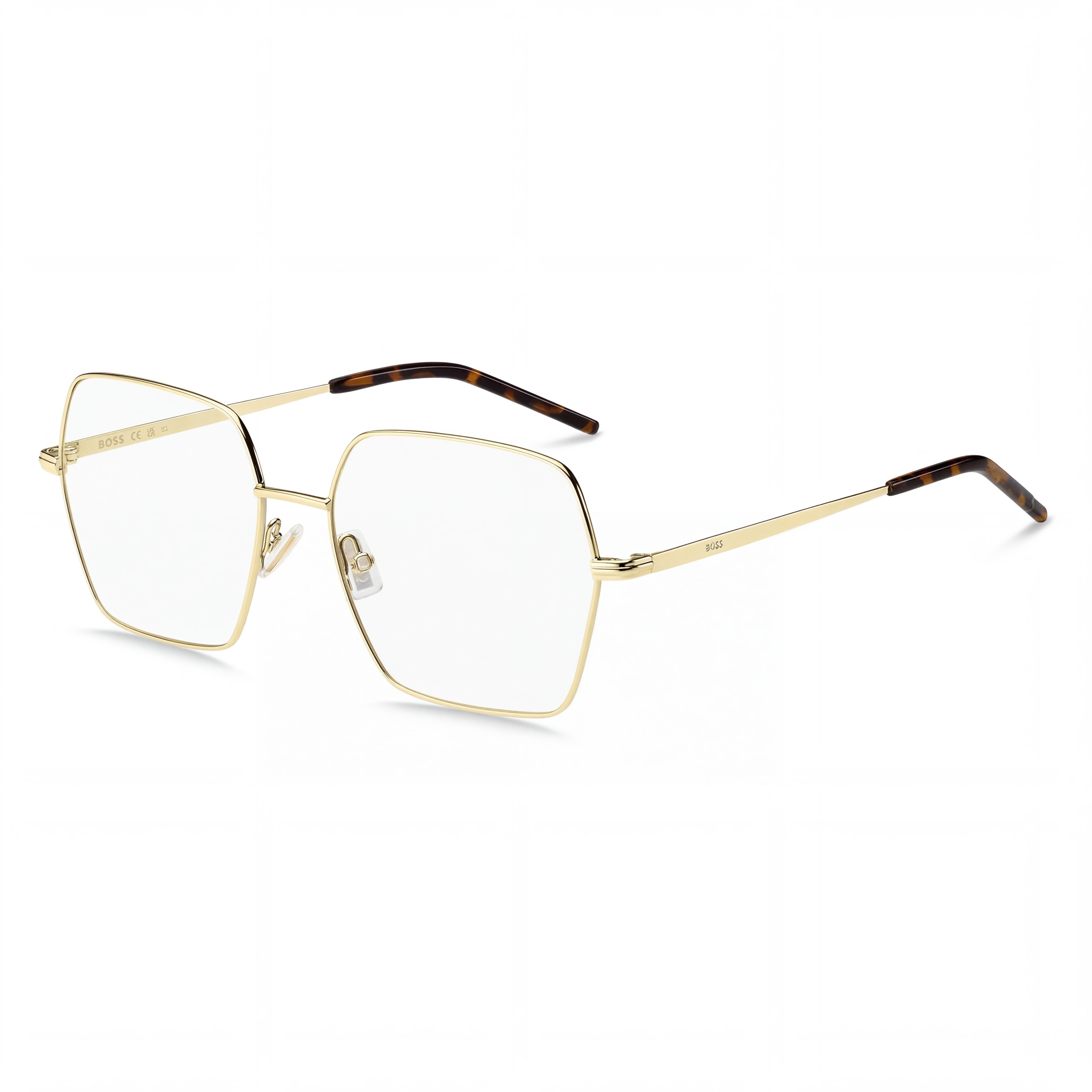 Hugo Boss casual mujer negro dorado armazón de acero inoxidable lentes transparentes anteojos ópticos ancho de lente 54mm, Photo 1