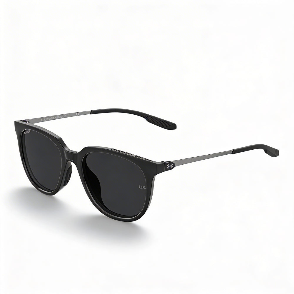 Gafas de sol Under Armour UA Circuit para mujer, de poliamida negra y rutenio, con protección UV y lentes grises, talla 54-18-145