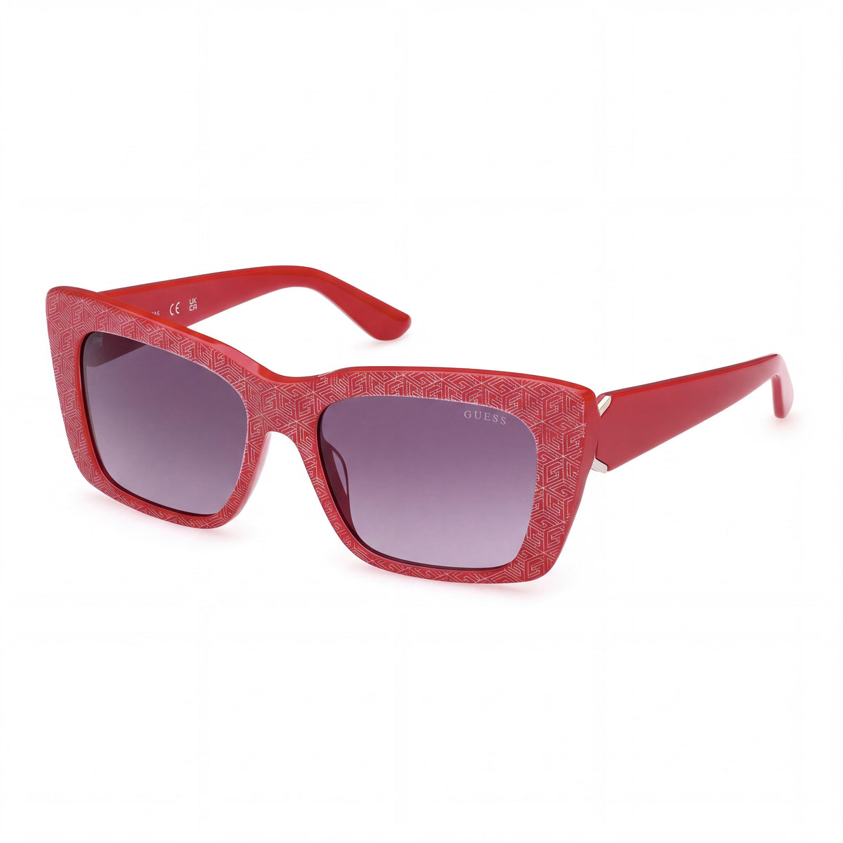 GUESS Casual de Mujer Rojas Marco de Plástico Cuadradas Lentes No Polarizadas Humo Degradado Gafas de Sol 55-17-140, Photo 1