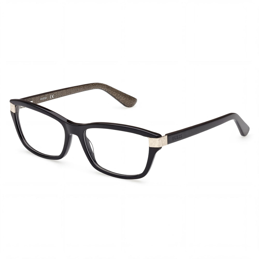 GUESS GU2956 Gafas de Mujer Modernas de Montura Completa Rectangulares en Policarbonato Negro Brillante Lentes de Demostración 54mm