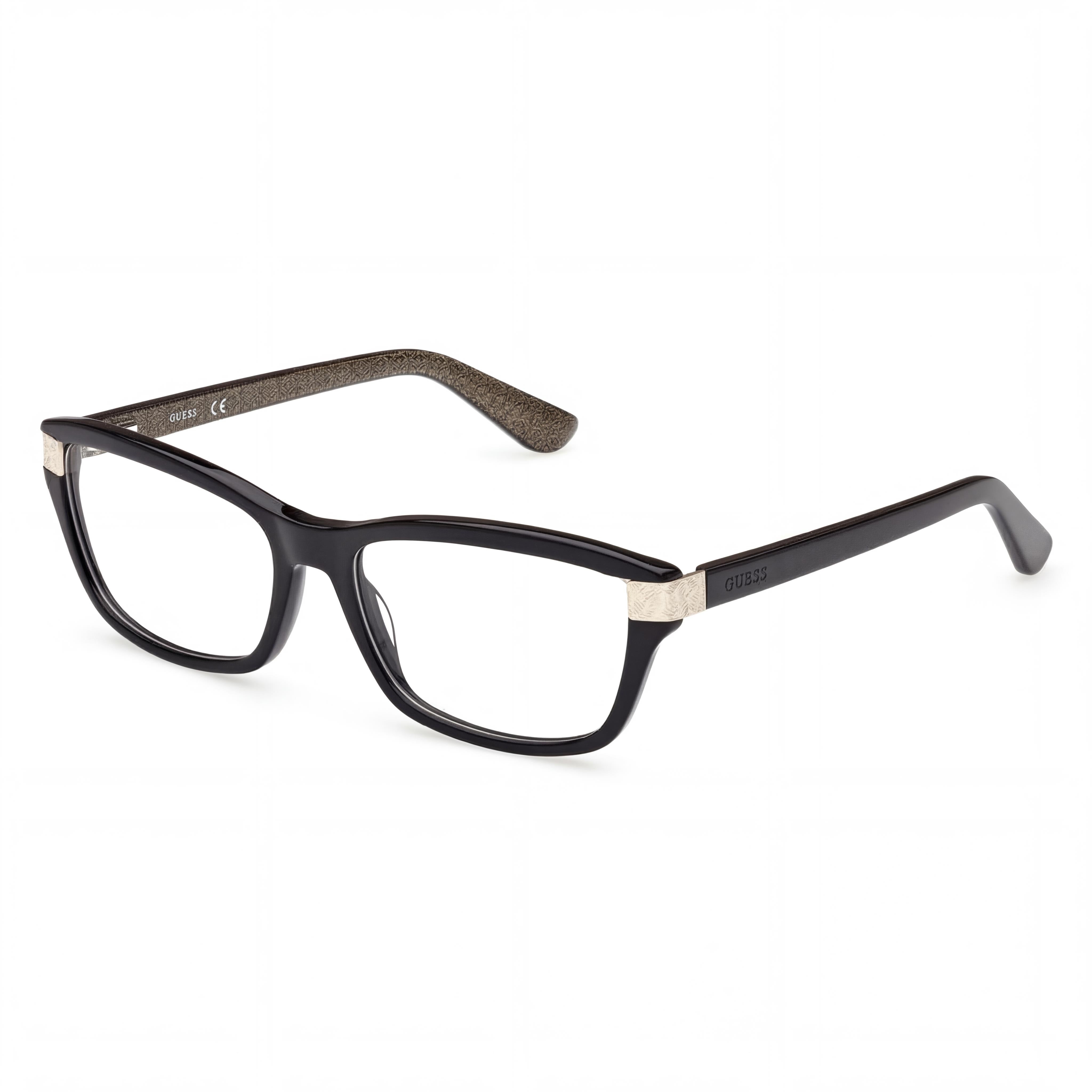 GUESS GU2956 Modern Women's Full-Rim Rectangular Shiny Black Polycarbonate Frame Demo Eyeglasses 54mm, Photo 1