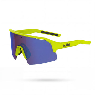 bollé Casual Men's Mountain Biking Sunglasses with Acid Yellow Matte Brown Blue Polycarbonate Frame and Brown Blue Non-Polarized Lenses 62mm