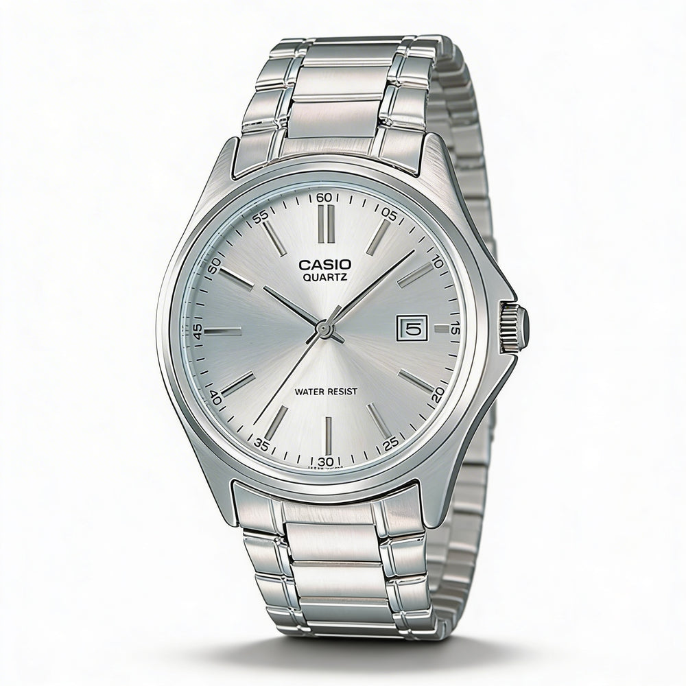 Casio MTP1183A-7A Reloj de Pulsera de Cuarzo Analógico con Fecha Unisex de Acero Inoxidable Plateado Resistente al Agua