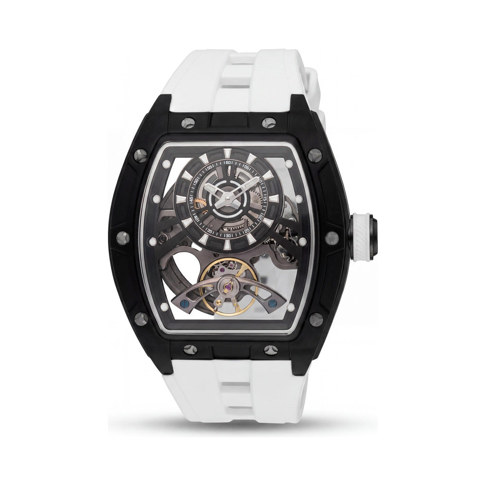 Reloj unisex automático Invicta S1 Rally 49035 con corazón abierto, acero inoxidable plateado, esfera negra, silicona, 44 mm