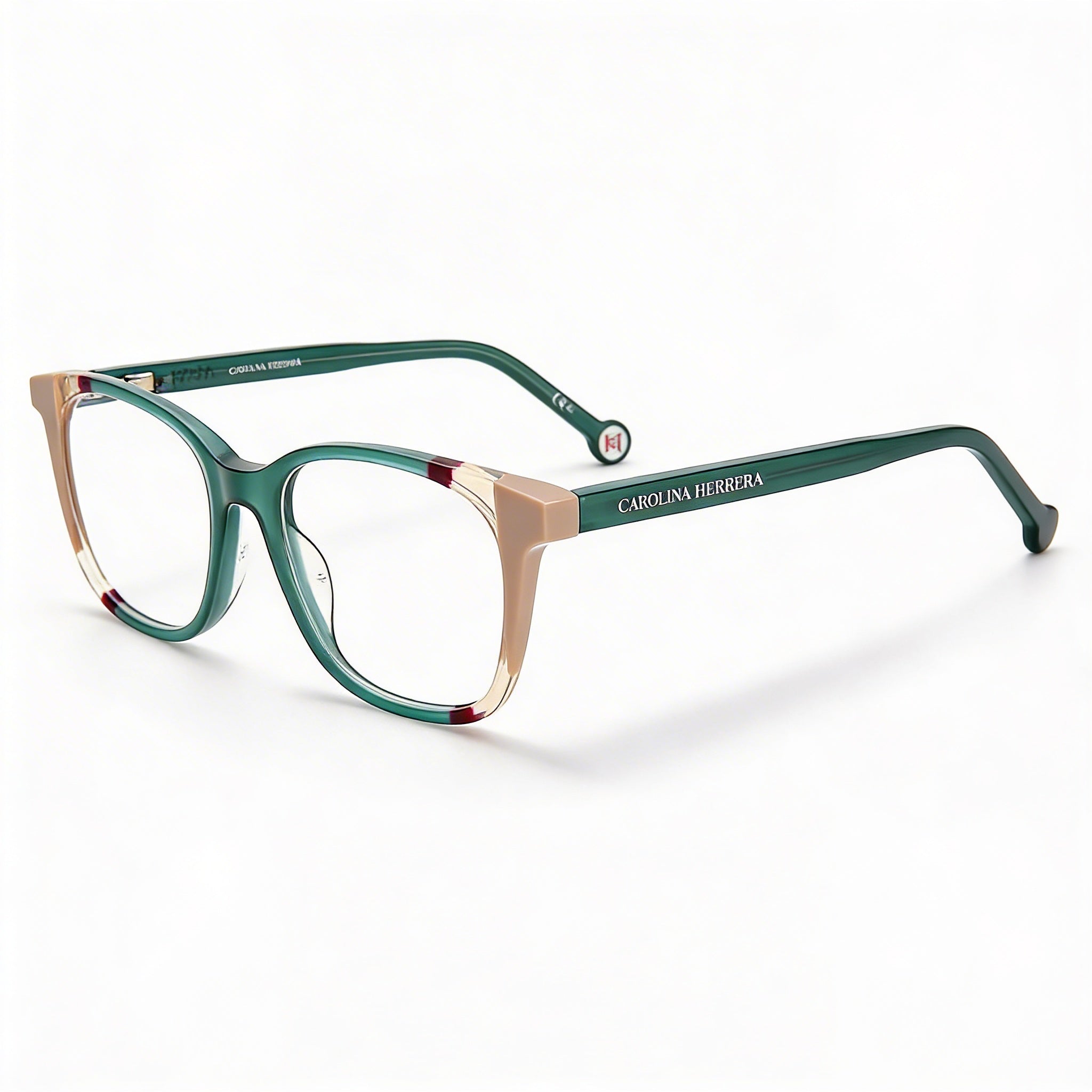 Carolina Herrera Women's Modern Acetate Teal Brown Non-Polarized Polycarbonate Lenses Sunglasses 52mm, Photo 1