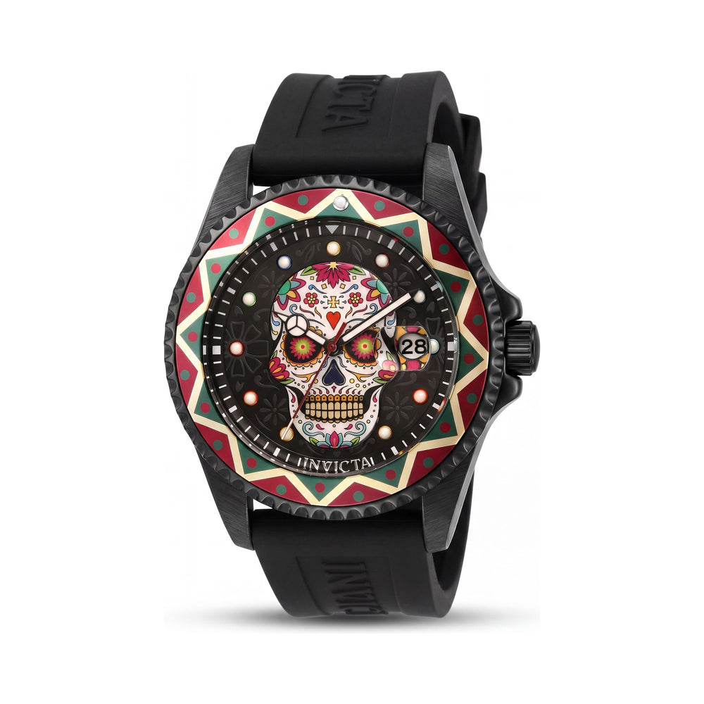 Reloj de cuarzo Invicta Pro Diver 43754 unisex de acero inoxidable negro de 10 ATM resistente al agua con correa de silicona de 43 mm