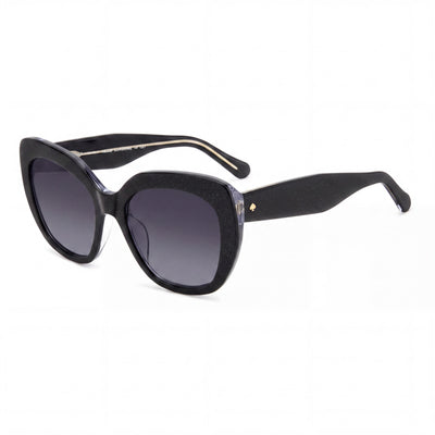 kate spade new york Winslet/G/S Unisex Black Plastic Sunglasses with Dark Grey Shaded Non-Polarized UV Protection Lenses 55mm