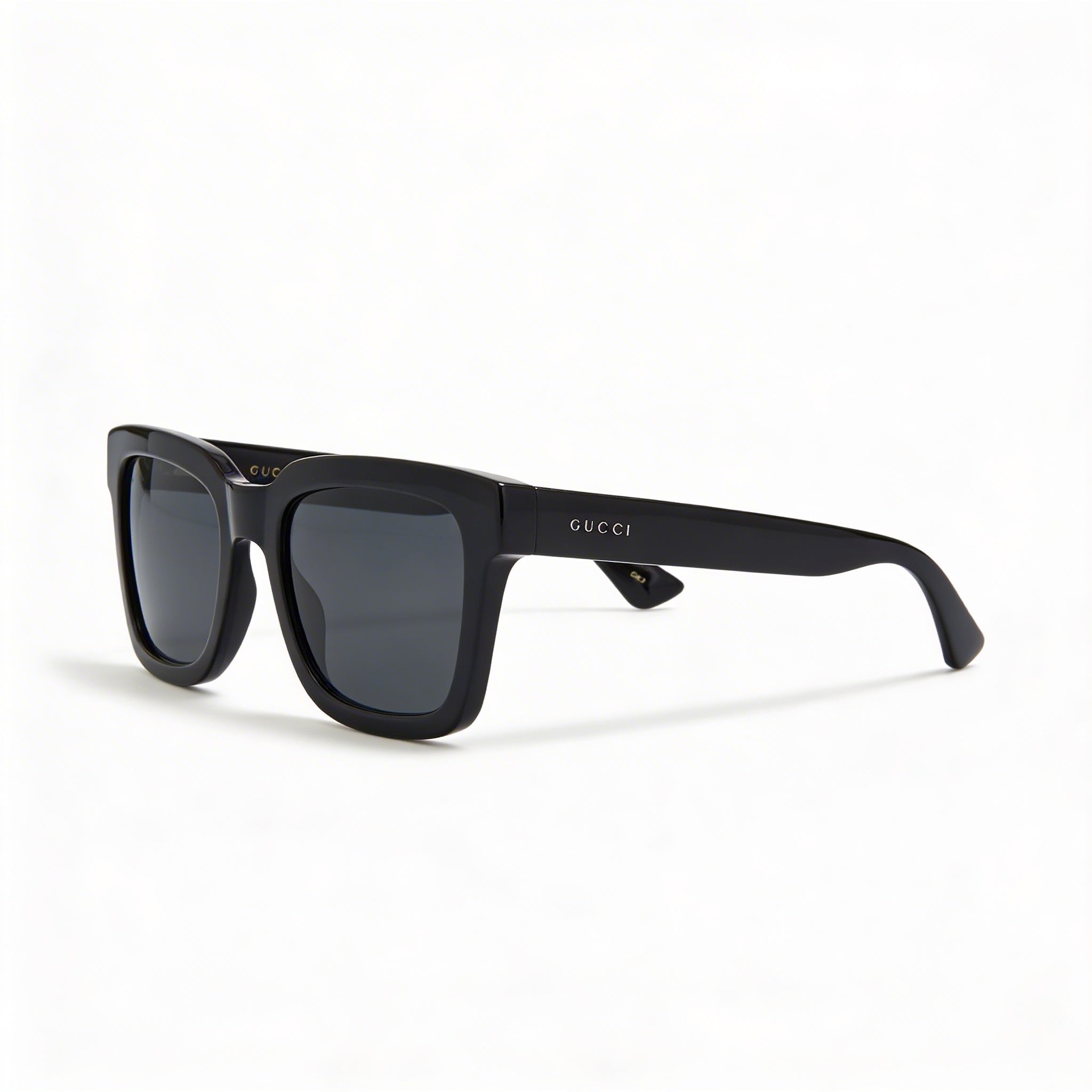 Gafas de sol cuadradas de plástico negras para hombre Gucci GG0001SN-001 con protección UV, micas negras ahumadas, ancho de mica de 52 mm, Photo 1