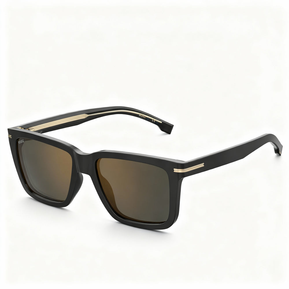 Hugo Boss Style & Expression Men's Eco-Acetate Optical Frames in Black Gold Grey, Size 55-17-145
