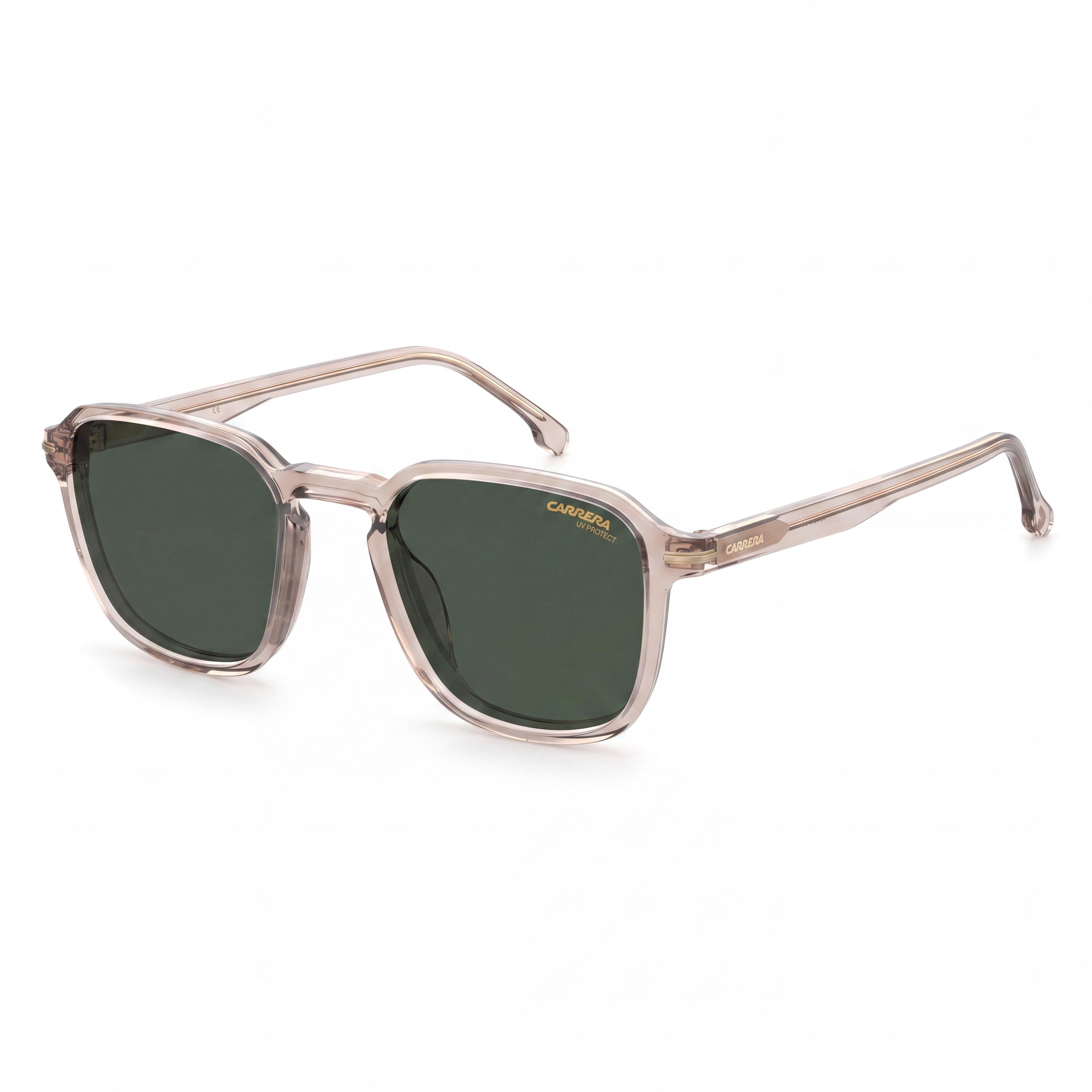 Gafas de sol Carrera casuales de acetato color carne para hombre con lentes de policarbonato verdes y protección 100% UVA/UVB de 53mm, Photo 1