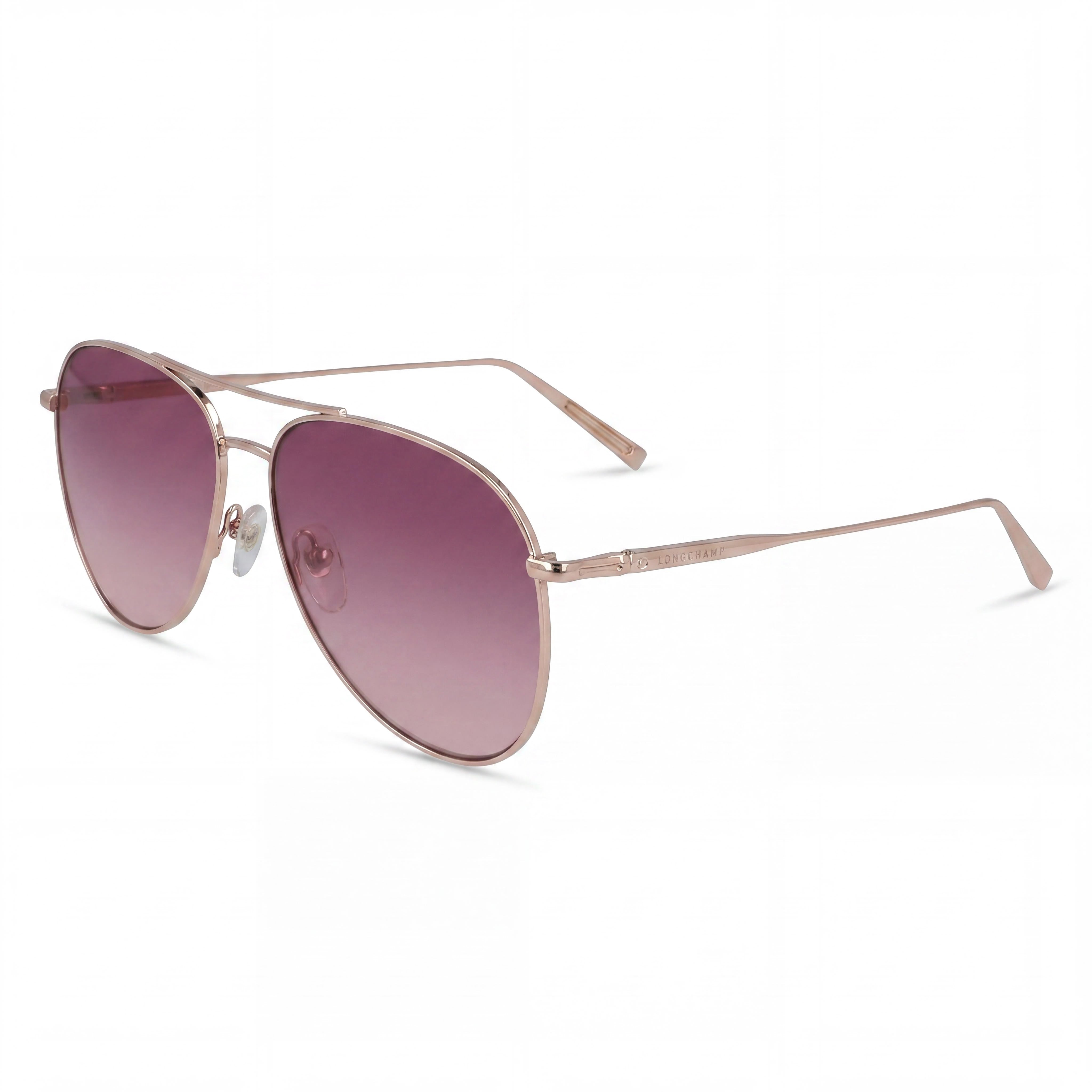 LONGCHAMP Modern Women's Pilot Sunglasses, Rose Gold Metal Frame, Gradient Pink Plastic Lenses, 59mm, Photo 1