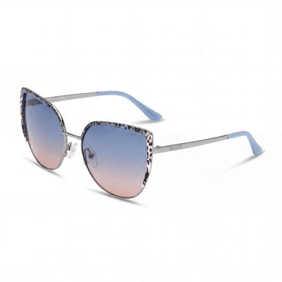 GUESS Casual Women's Metal Frame Non-Polarized Sunglasses, Shiny Light Ruthenium Frame, Shiny Light Nickeltin Lens, 59mm