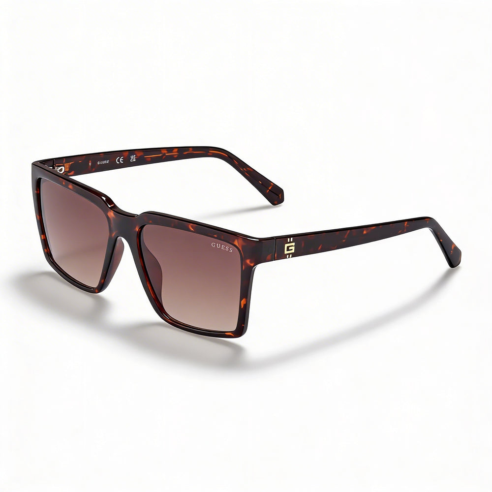 GUESS Unisex Square Full Rim Polarized UV Protection Sunglasses Dark Havana Brown Composite Frame Plastic Lens 145mm