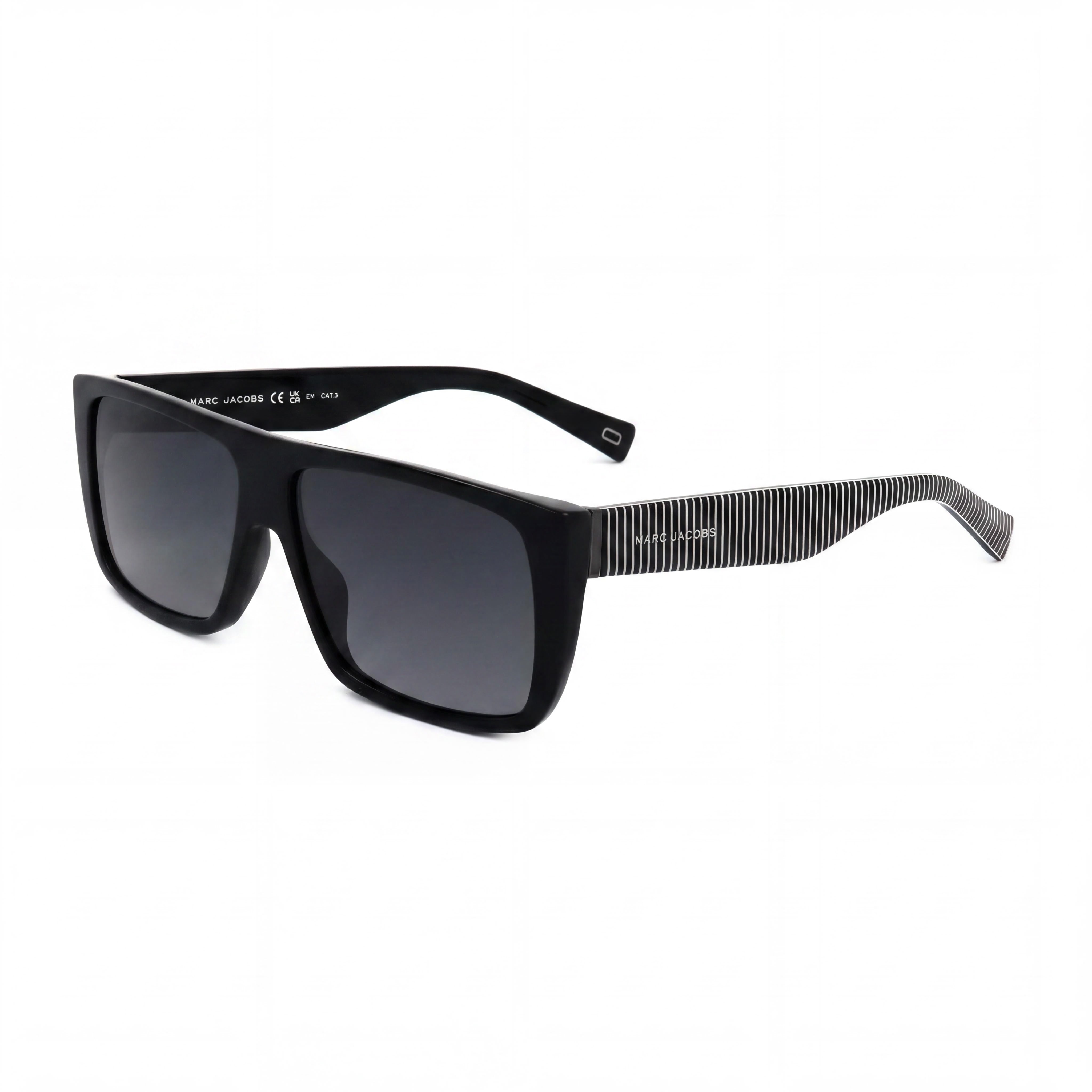 Gafas de sol Marc Jacobs Marc096/S para mujer, cuadradas, de plástico, no polarizadas, color negro, con lentes degradados en gris oscuro y protección UV 400, 57 mm, Photo 1