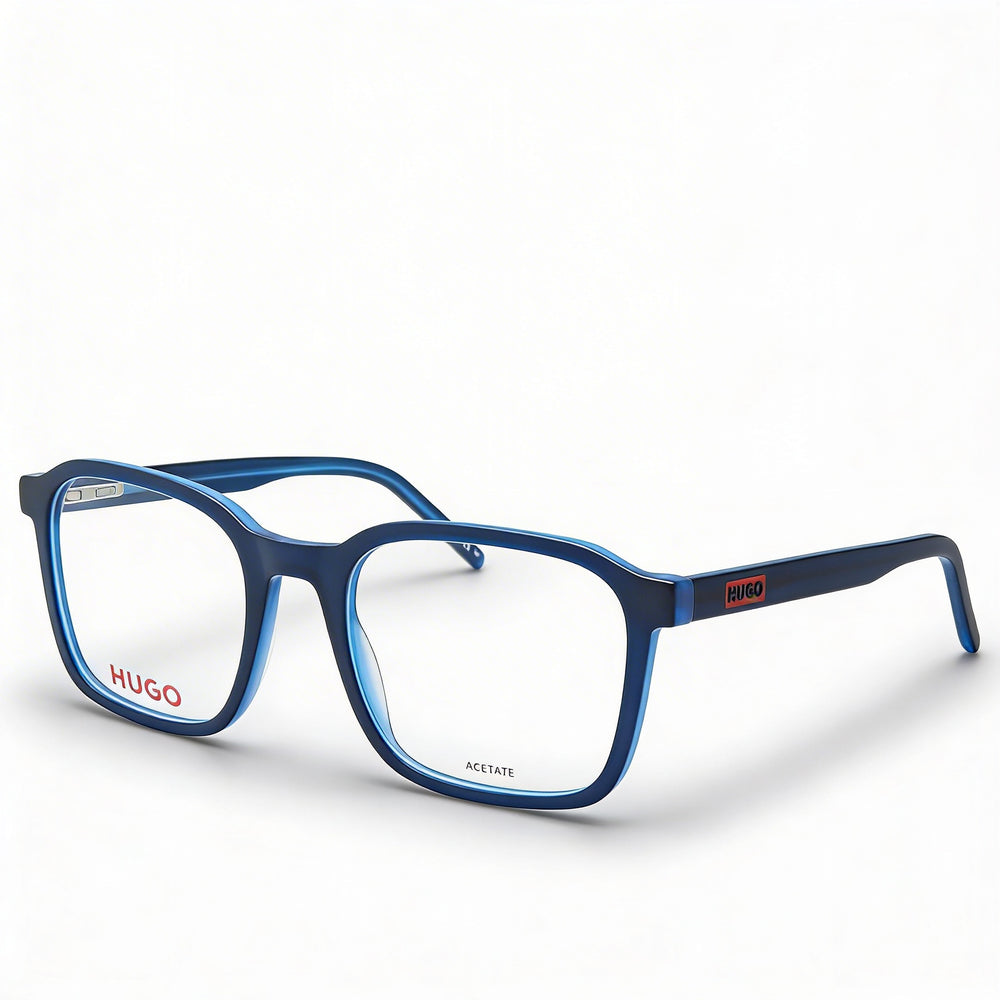 Gafas de Sol Modernas para Hombre Hugo Boss, Montura de Acetato Azul con Lentes de Policarbonato Azules, Tamaño 53-20-145mm