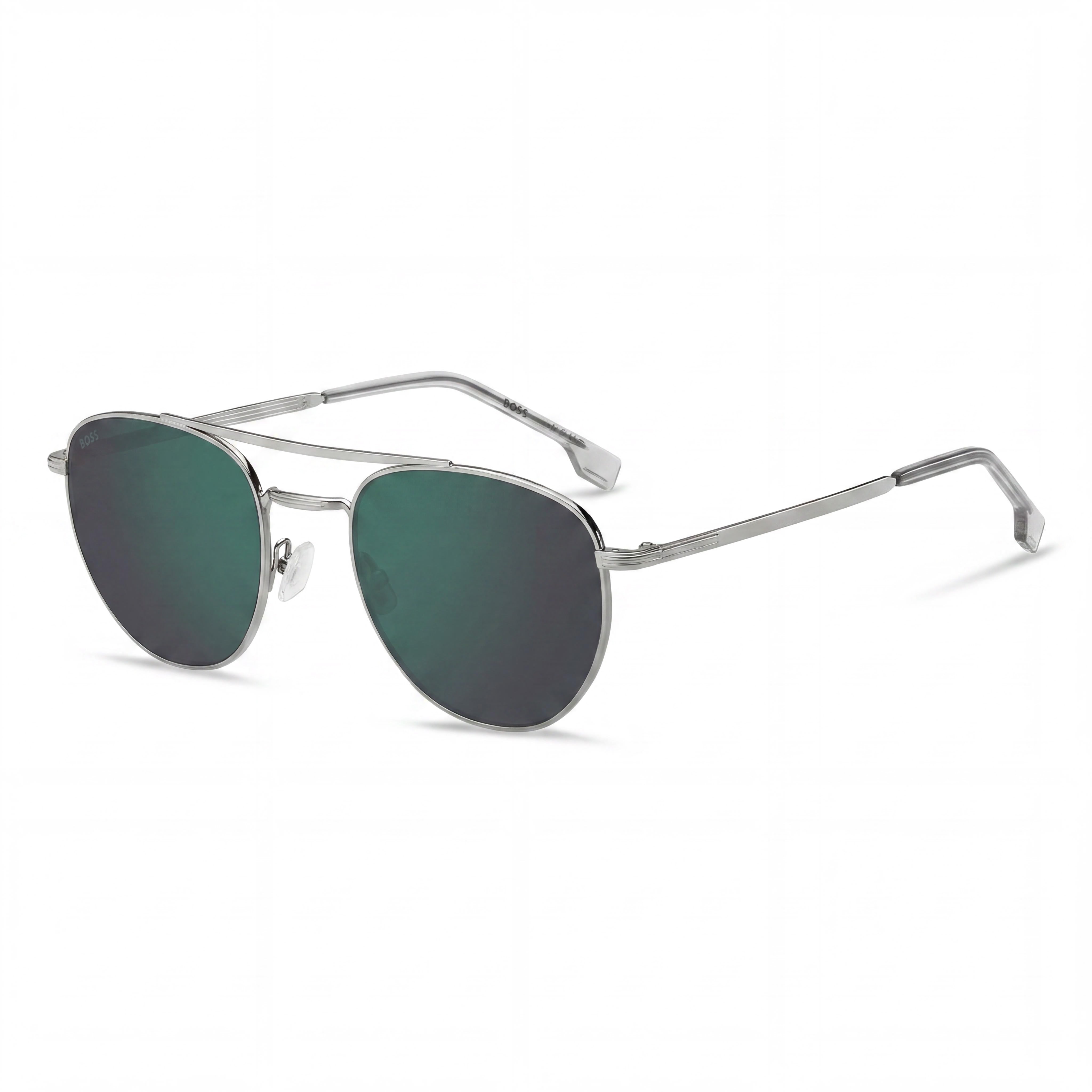 HUGO BOSS BLACK Gafas de sol de protección UV no polarizadas de acero inoxidable negro mate para hombre Boss 1631-S 53 mm, Photo 1