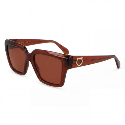 Gafas de sol de plástico transparente marrón para mujer Ferragamo Sf2014s, lentes de acetato marrón,