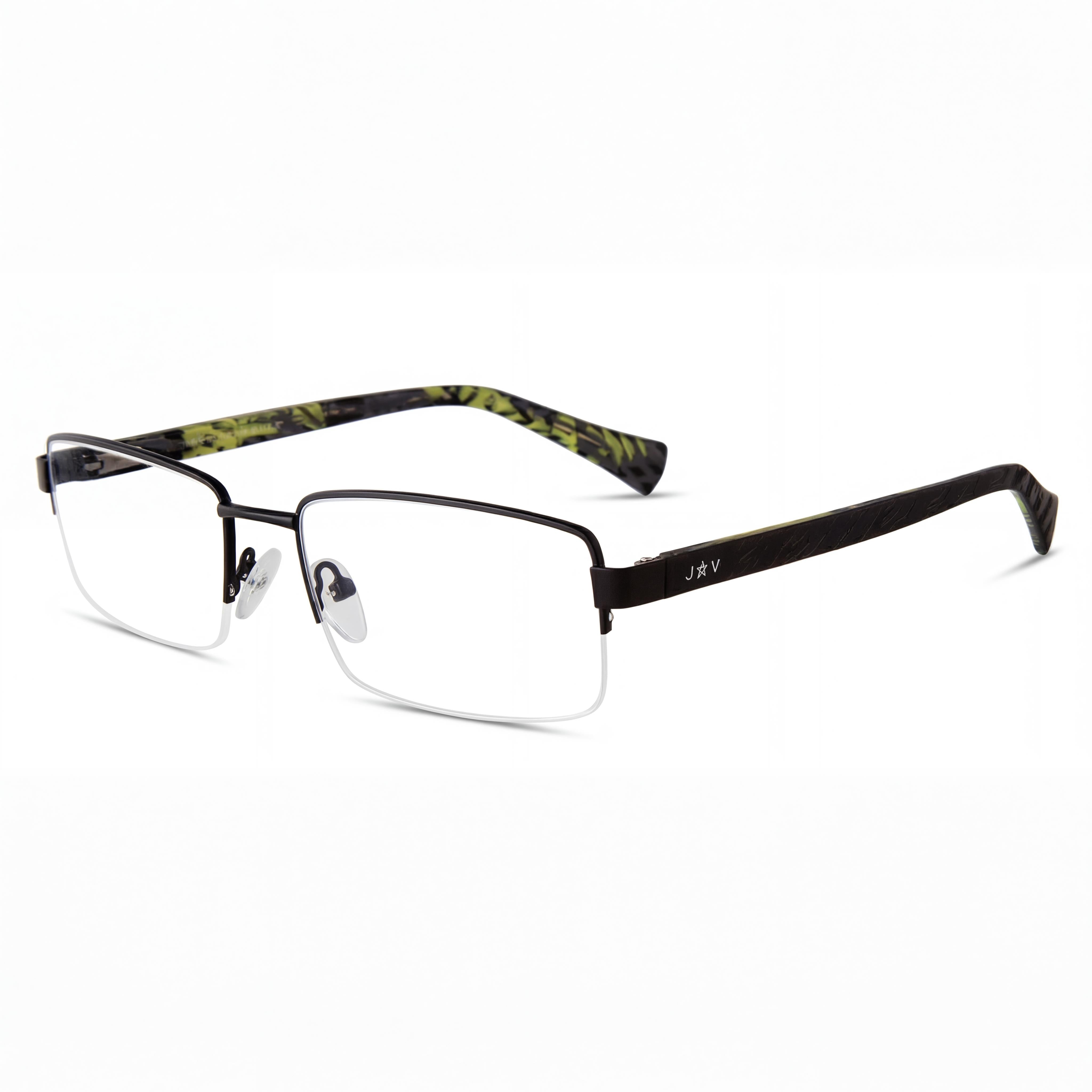 John Varvatos Vjvc006 Men's Eyeglasses featuring a Black Frame, Metal Construction, and 56mm Lens Width, Photo 1
