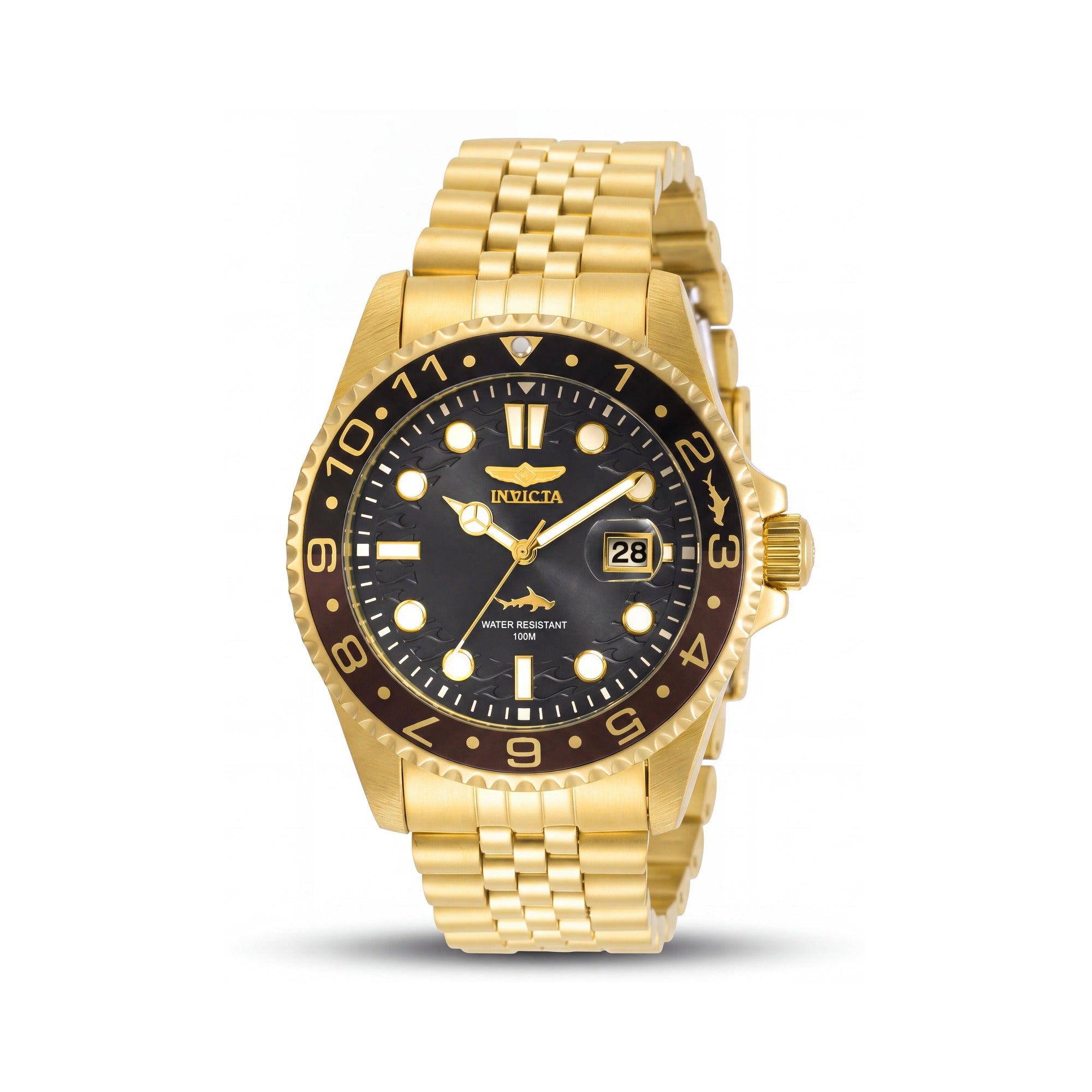 Invicta Men's Diver Quartz Watch Gold Tone Stainless Steel 43mm, Glow In The Dark, 100M Water Resistant, Photo 1