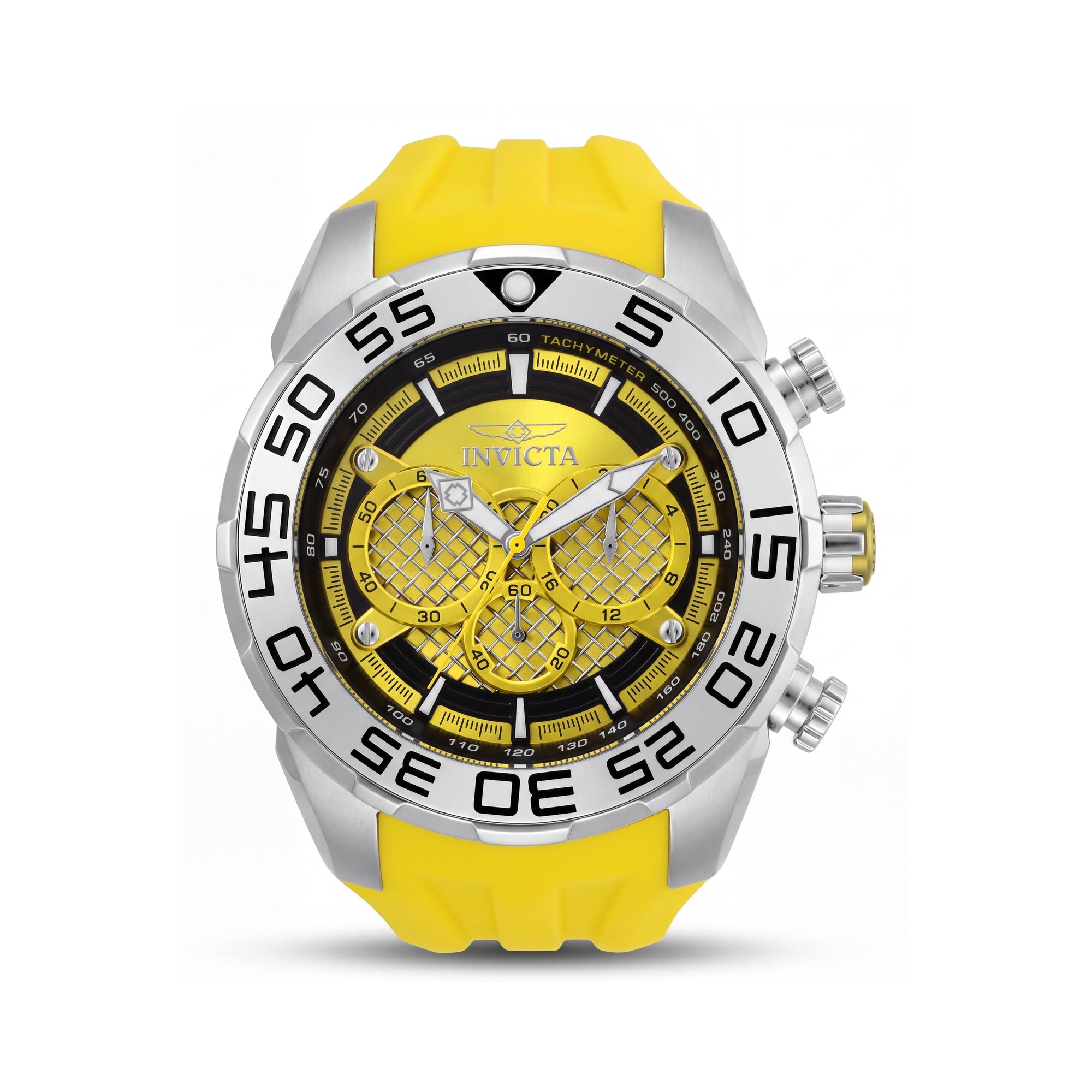 Invicta Men's Speedway 26298 Chronograph Silver Stainless Steel Bracelet Watch, Yellow Dial, 50mm, Photo 1