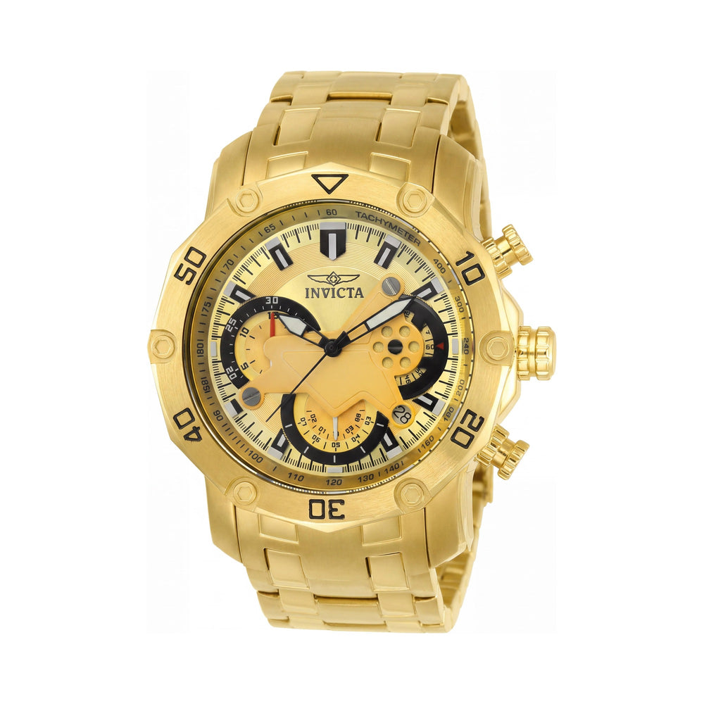 Invicta Pro Diver SCUBA 22761 Reloj de buceo cronógrafo de cuarzo para hombre 50 mm Esfera dorada, Acero Goldstone