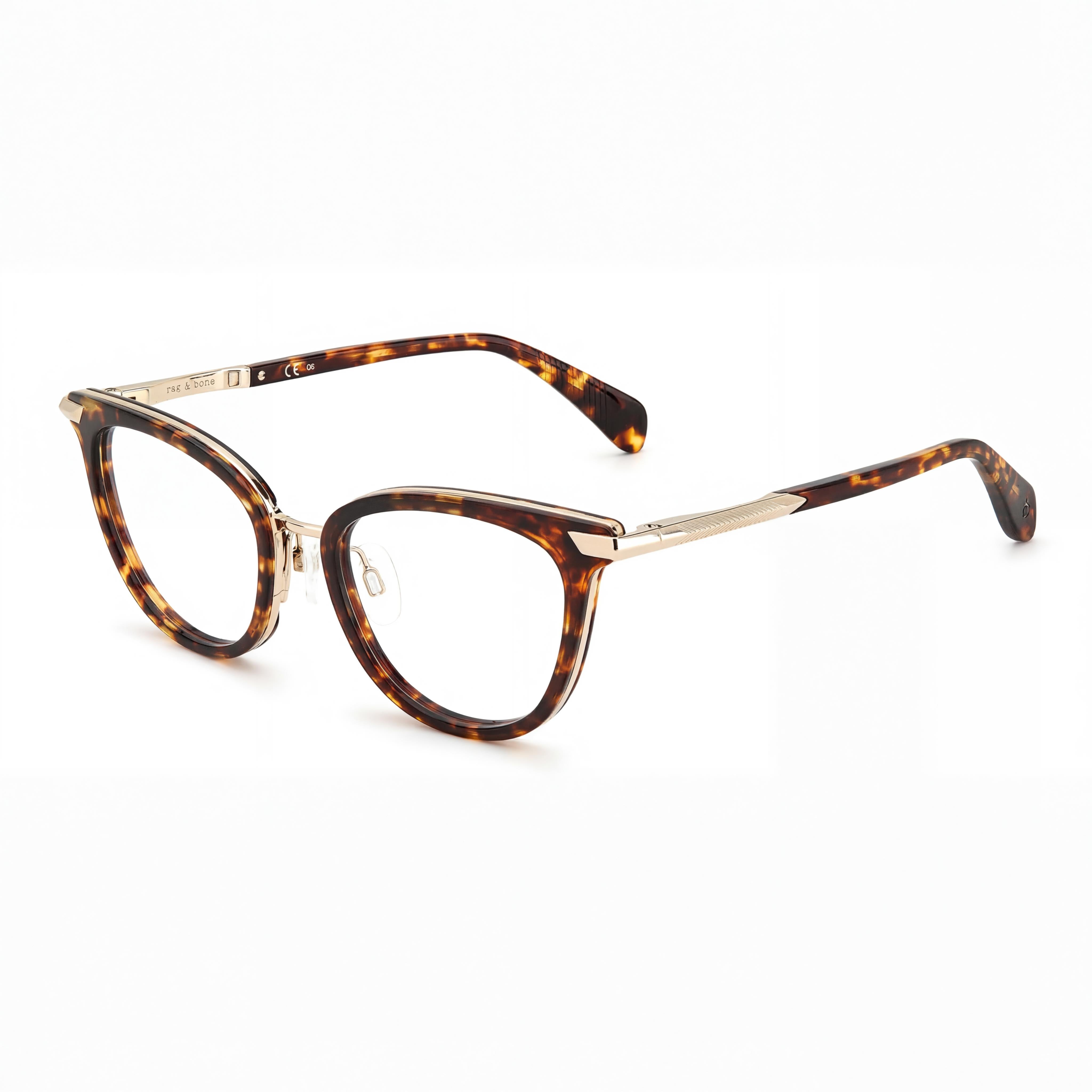 Gafas de sol Rag & Bone Modern Havana con montura metálica para mujer - Ancho de lente: 51 mm, puente: 19 mm, patilla: 135 mm, Photo 1