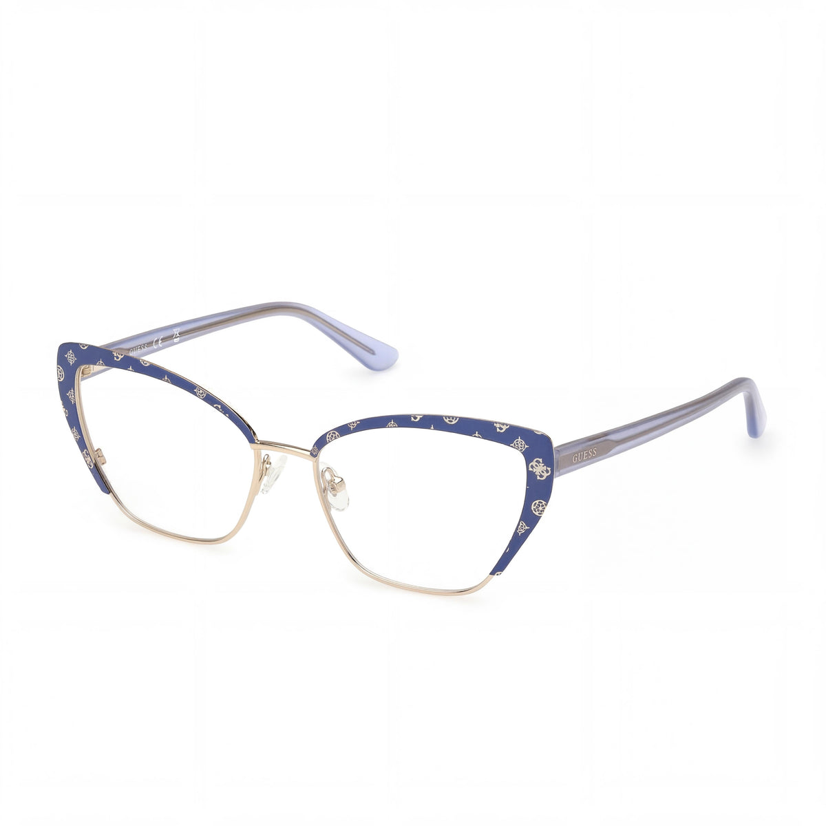 GUESS GU50122 Women's Metal Frame Eyewear, Matte Blue with Multicoloured Composite Lenses, Size 2-16-145mm, Photo 1