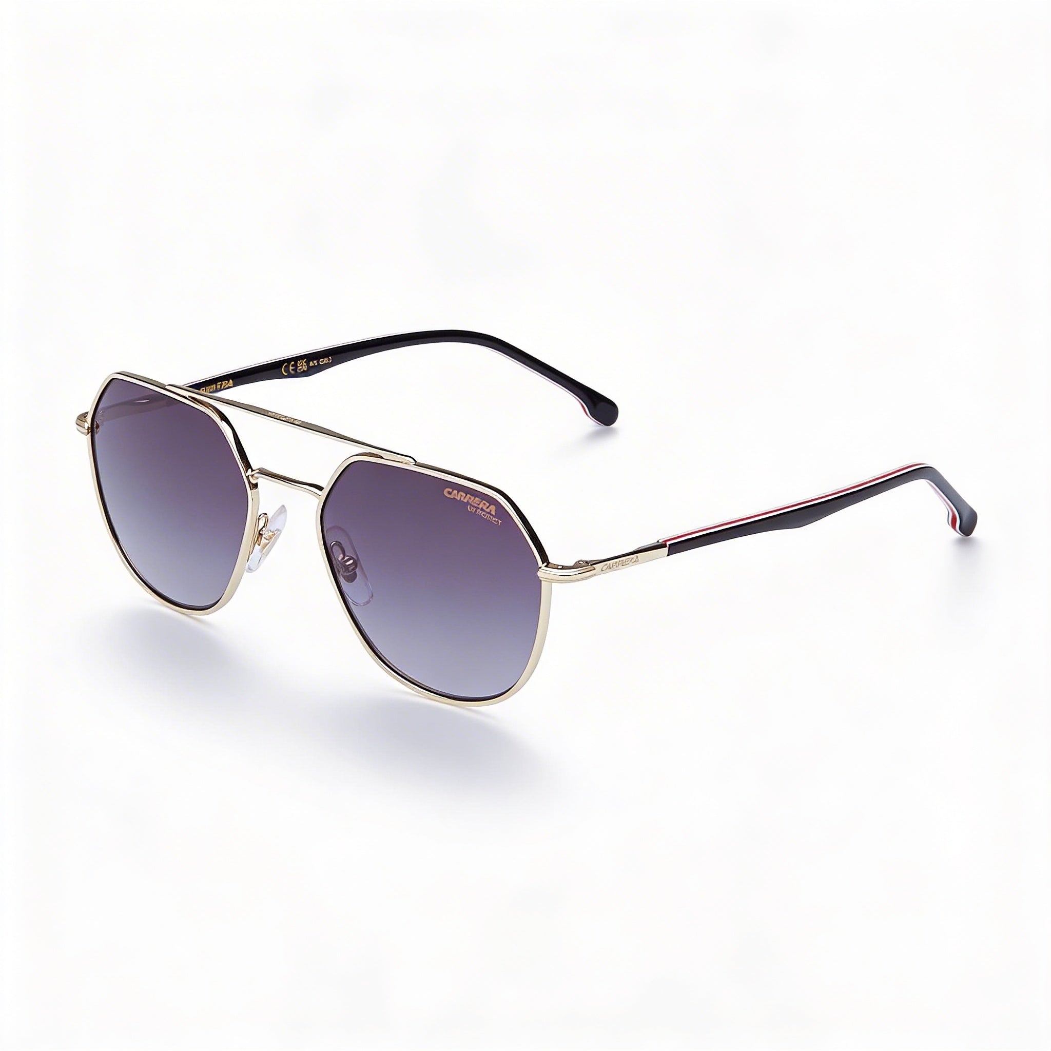 Gafas de sol unisex modernas Carrera 303/s de acero inoxidable, con rayas doradas y negras, protección UV, 53 mm, Photo 1