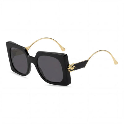 Etro Classic Women’s Non-Polarized Sunglasses with Black Grey Acetate Frame and Black Lenses 54mm