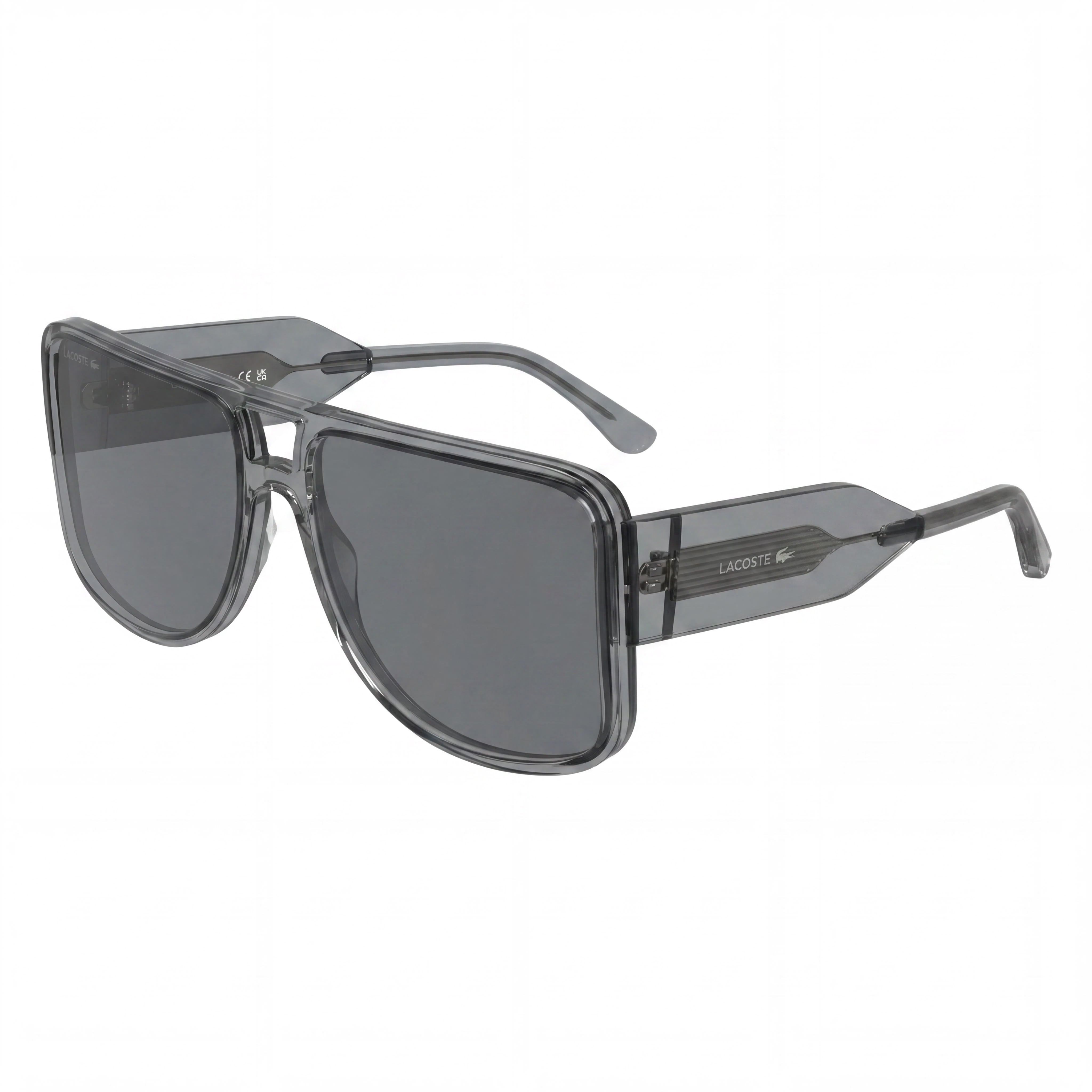 Lacoste L6056s Unisex Oversized Bold Light Grey Plastic Frame Solid Grey Lens UV Protected Sunglasses 59mm, Photo 1