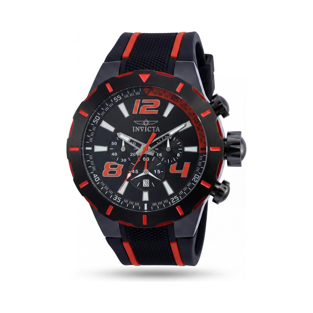 Invicta S1 Rally 20109 - Reloj de cuarzo con cronógrafo para hombre, esfera negra, caja de 53 mm con correa de silicona