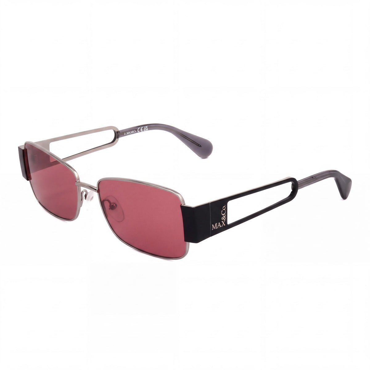 Max & Co. Mo0070 Women's Metal Frame Sunglasses, Shiny Light Ruthenium with Grey Lenses, Size 55/16/140, Photo 1