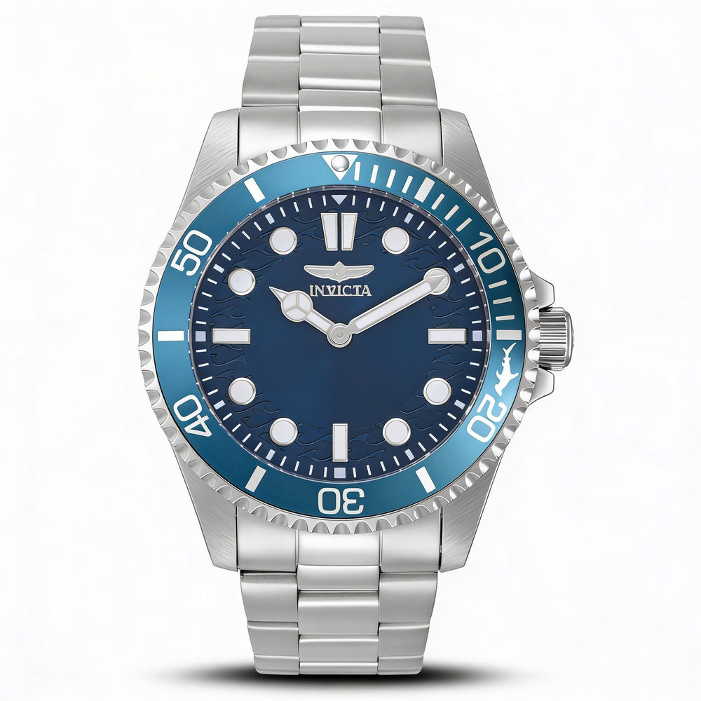 Invicta Pro Diver 49694 Men's Quartz Watch with Silver-Tone Stainless Steel Case, Bracelet, and Blue Dial, 43mm