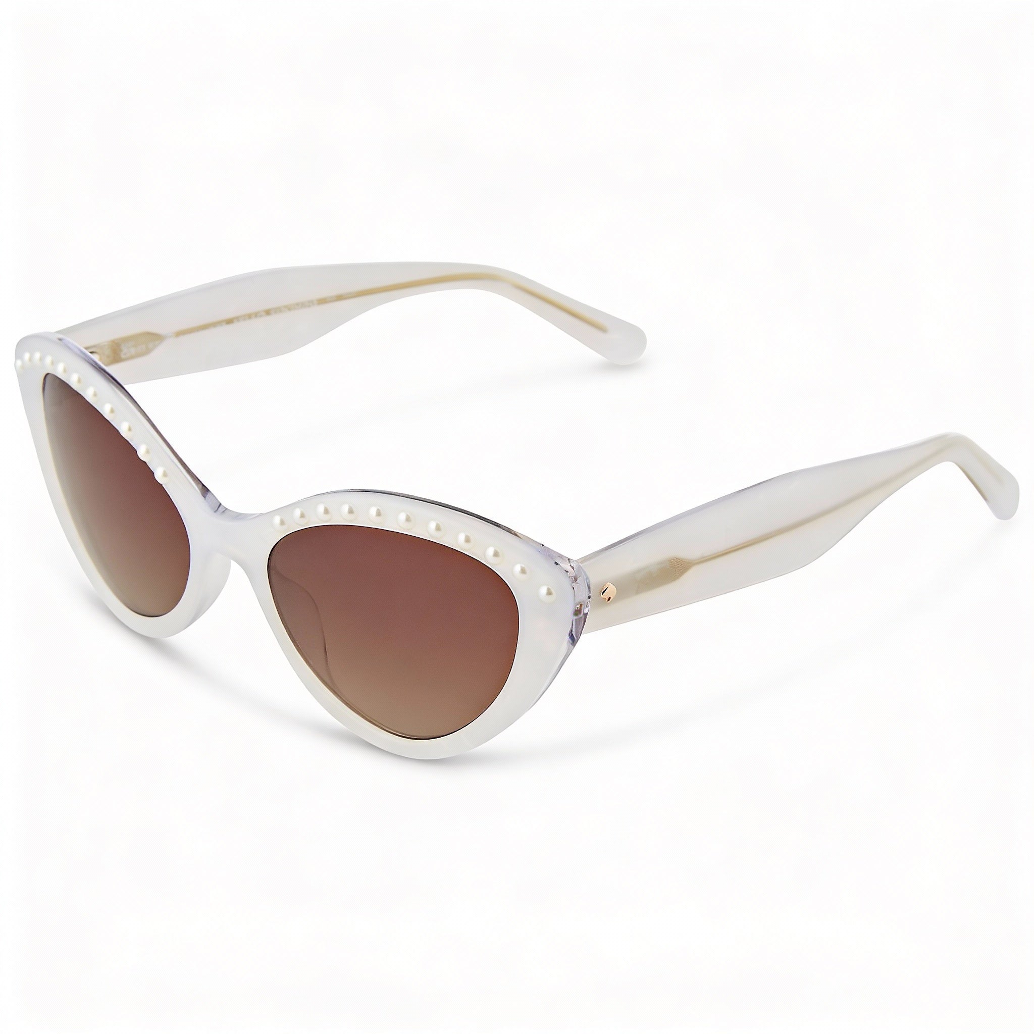 Kate Spade New York JUNI/G/S PEARL Women's White Brown Acetate Sunglasses, Brown Shaded, UV Protected, 55mm, Photo 1