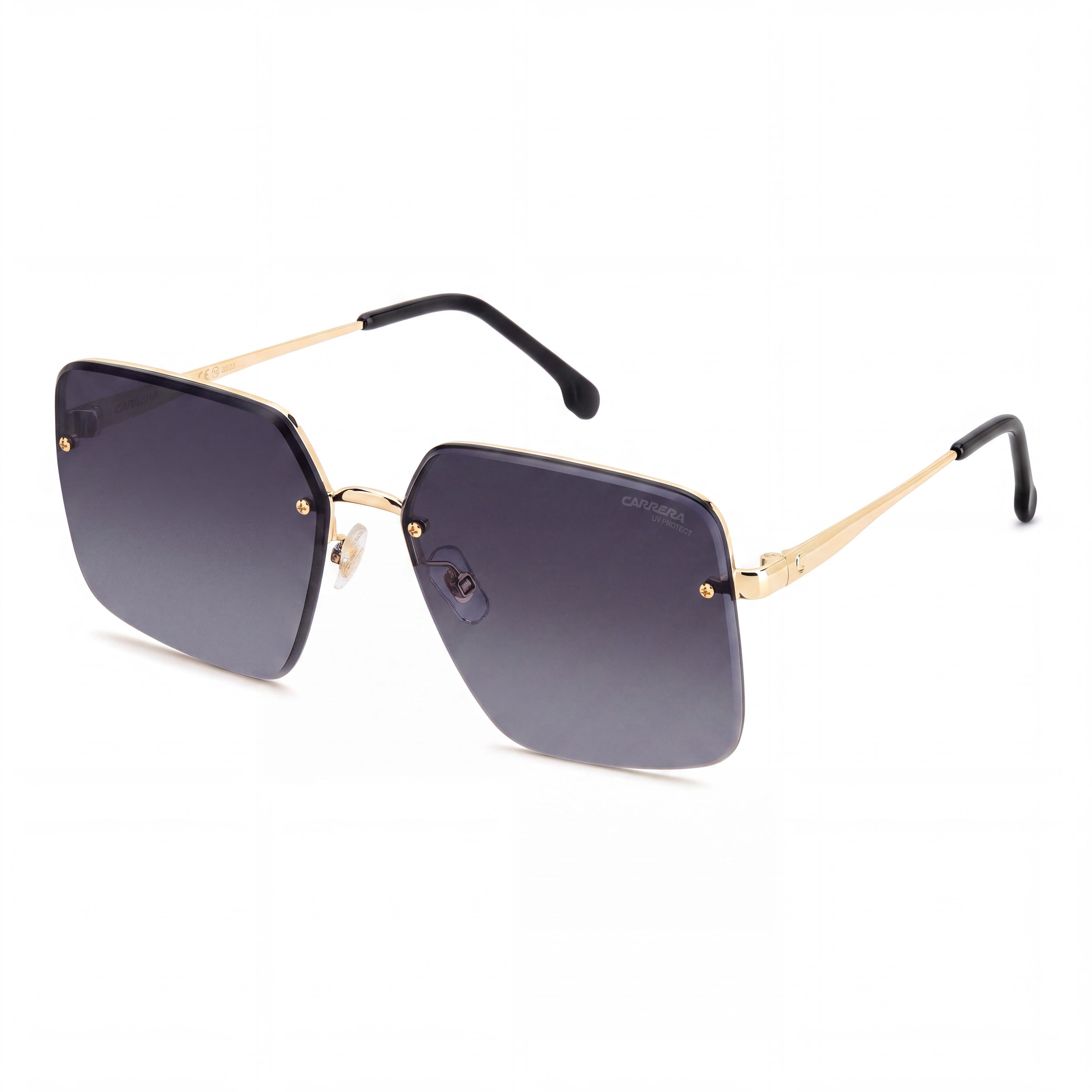 Carrera Contemporary Men's Gold Black Metallo Frame, Brown Shaded Blue Mirror Lenses, 100% UV Protection, 61mm, Photo 1