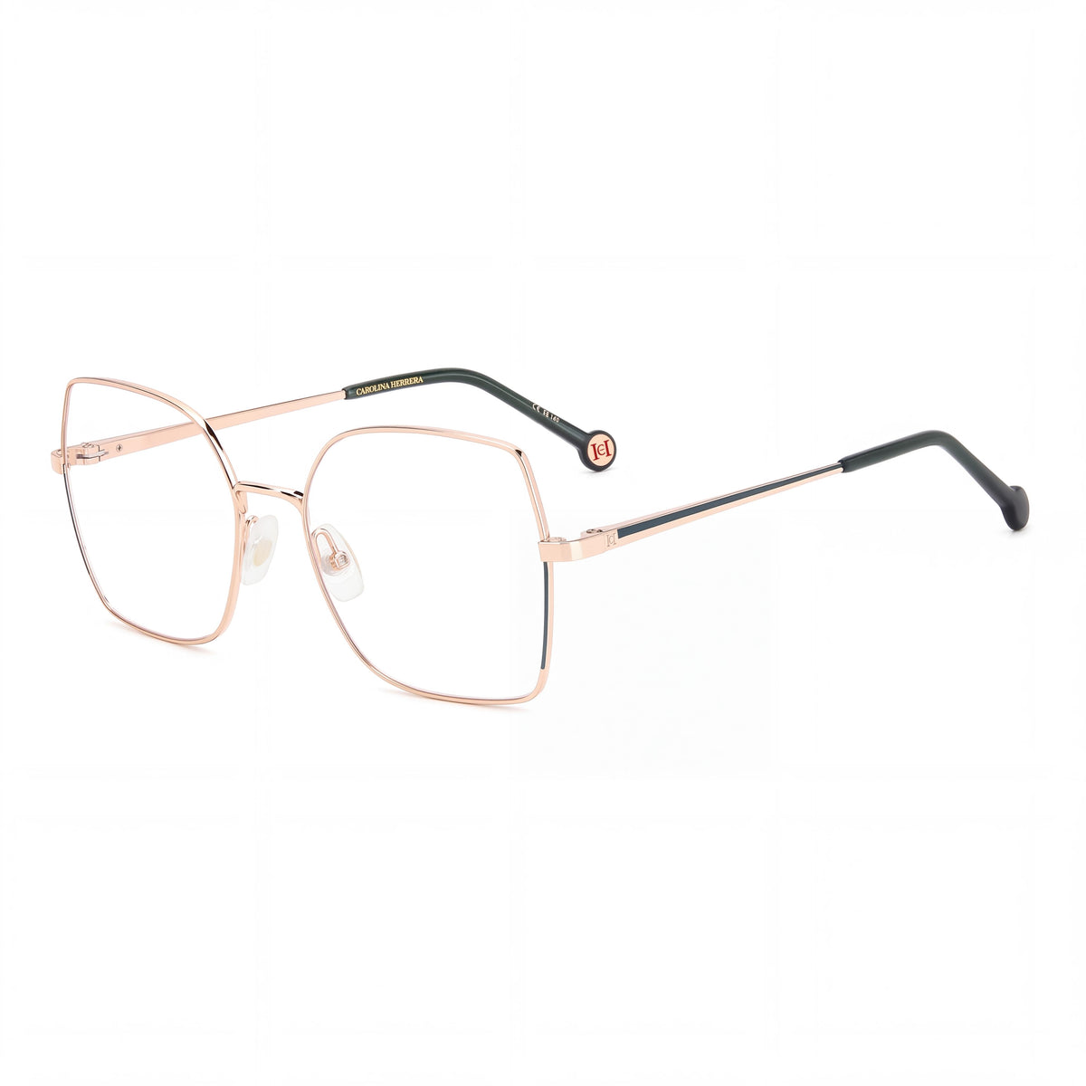 Gafas de sol Carolina Herrera HER 0206 para hombre, de metal dorado y verde, policarbonato sin polarización, 55 mm, Photo 1
