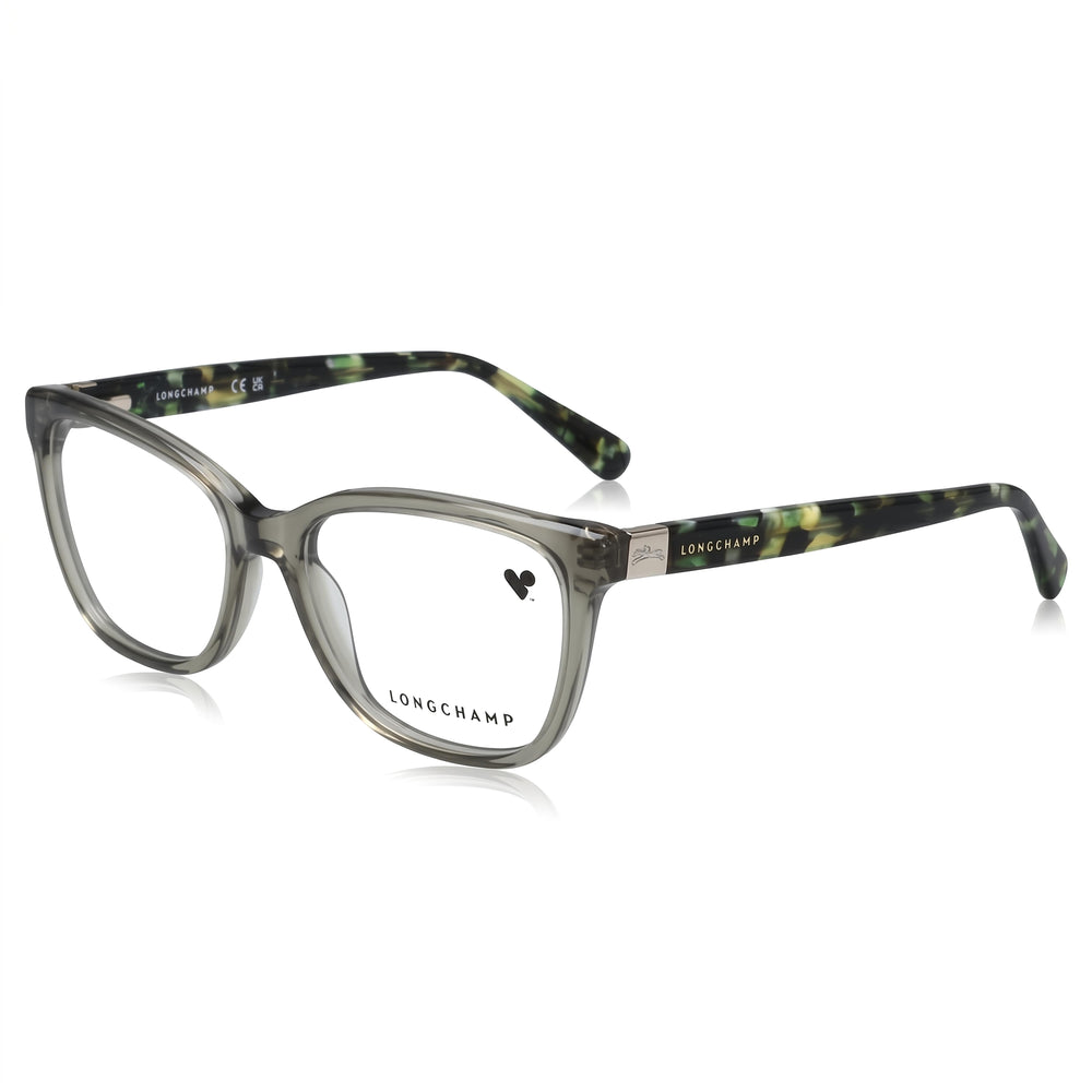 Gafas de diseño moderno Longchamp LO2707 para hombre con montura verde y lentes de policarbonato verdes, con un ancho de lente de 54 mm.
