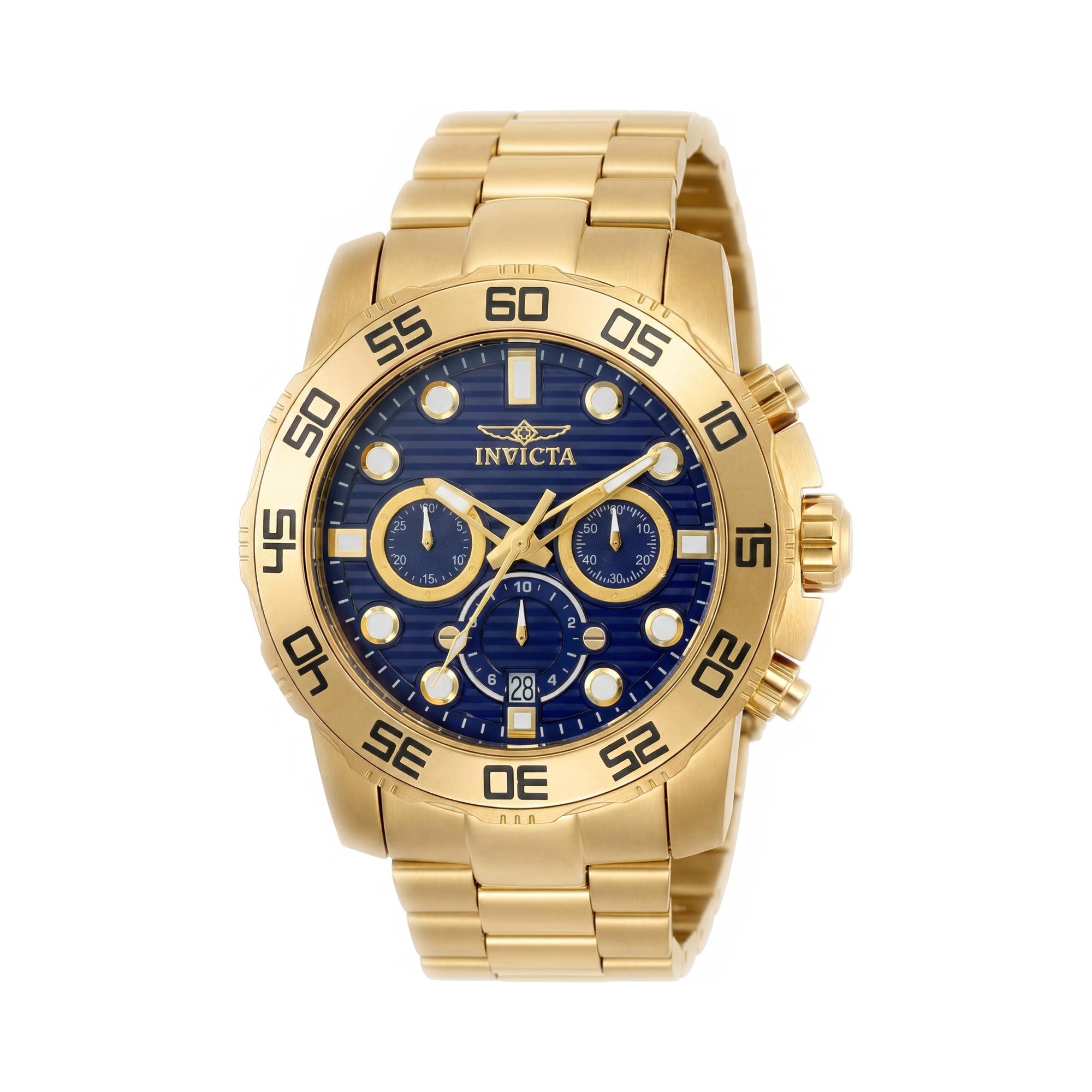 Invicta Men's Pro Diver Scuba Chronograph Blue Dial Gold-Tone Stainless Steel Date Watch 100m Water Resistant, Photo 1