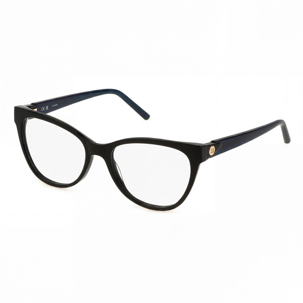 Montura de gafas no polarizadas Escada Casual de acetato negro para mujer con lentes transparentes 54/17/140, Photo 1