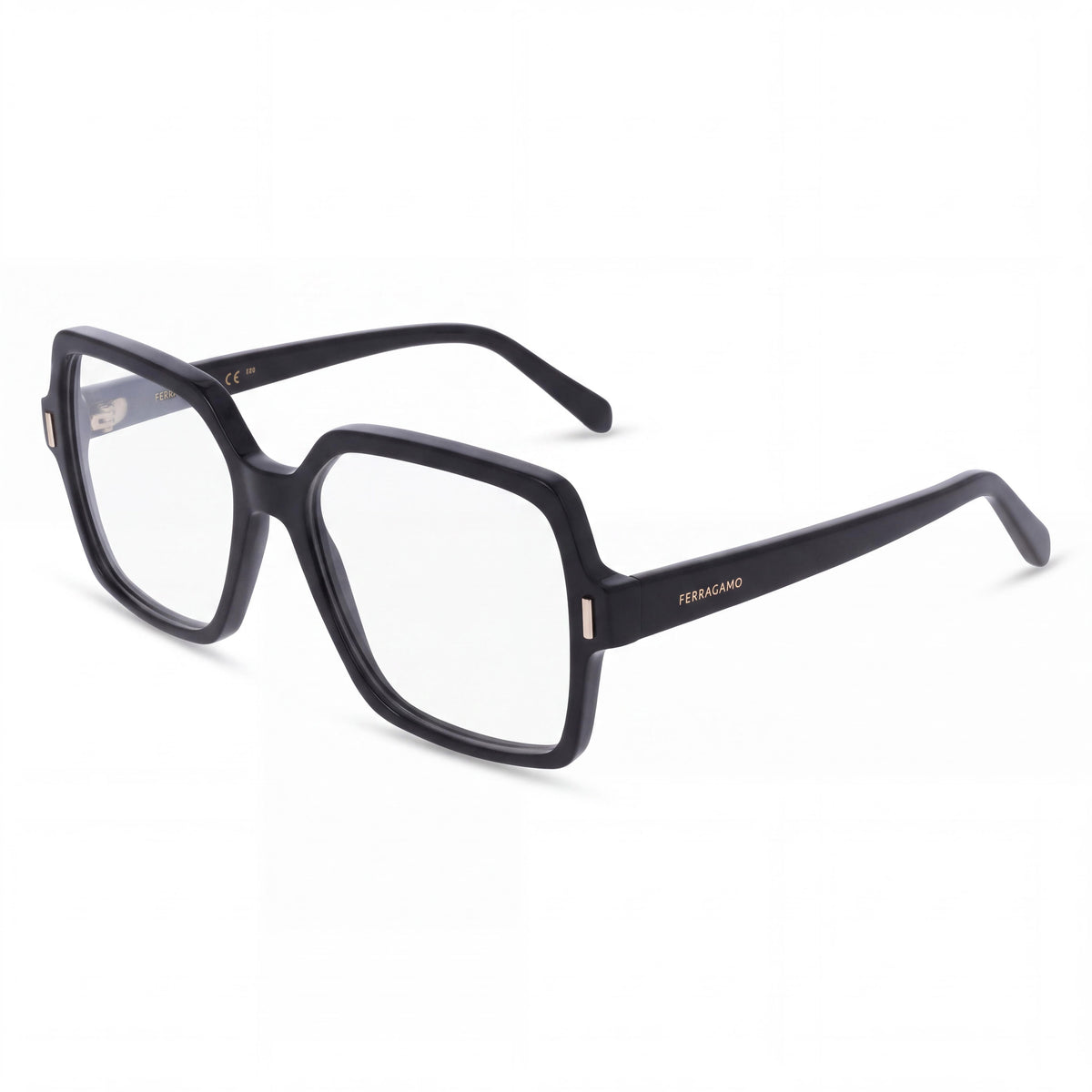 Ferragamo Sf3031 Women's Black Acetate Lightweight Frame Eyeglasses with Clear Polycarbonate Lenses 56mm, Photo 1