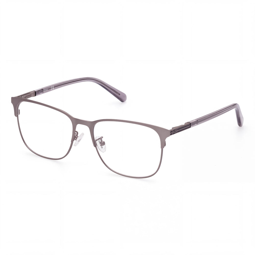 GUESS 50055-d Men's Lightweight Metal Frame in Nickel Tin Dark Matte with Clear Polycarbonate Lens 56mm