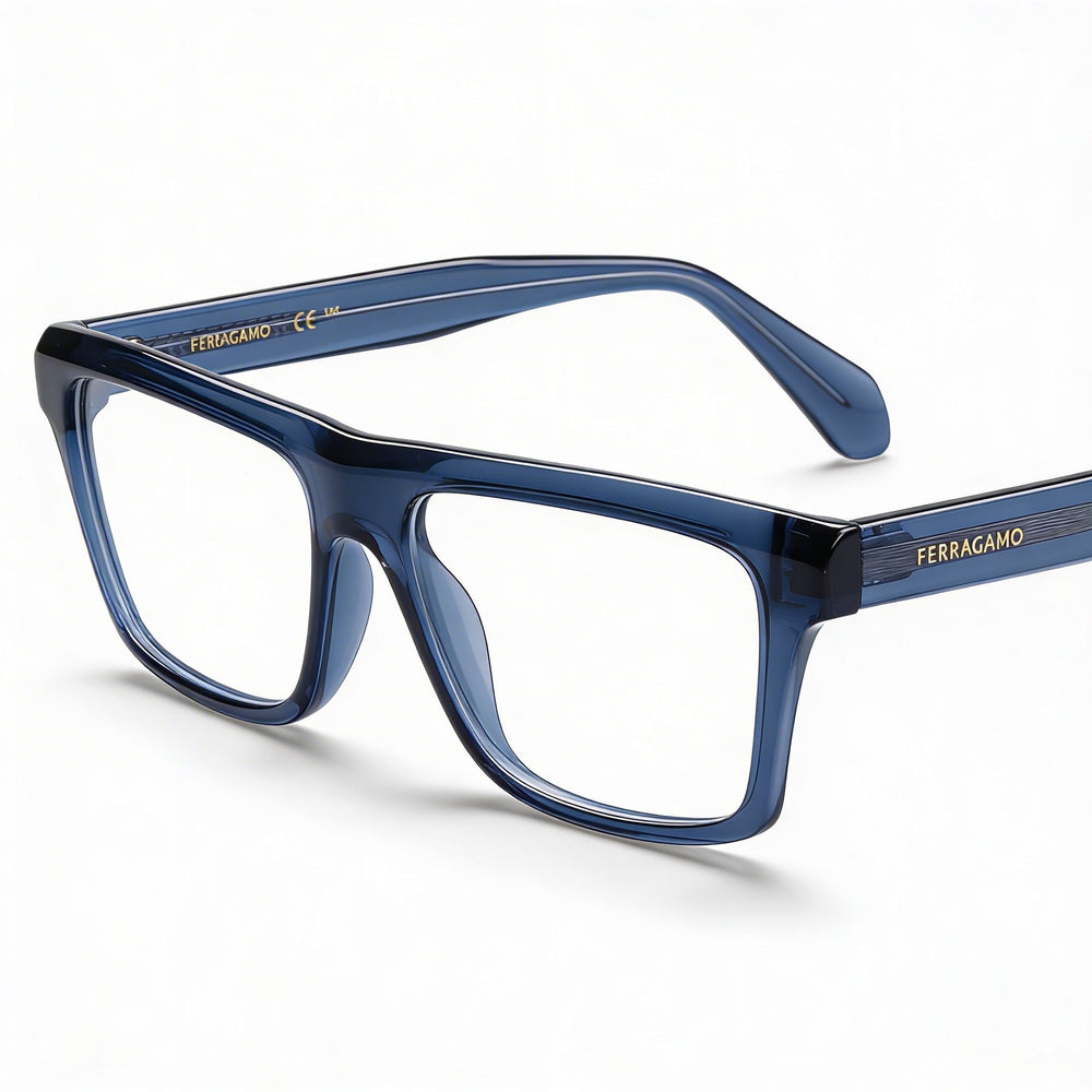 Ferragamo Sf2988 Men's Polarized Transparent Azure Metal Eyewear with Polycarbonate Lenses 54mm